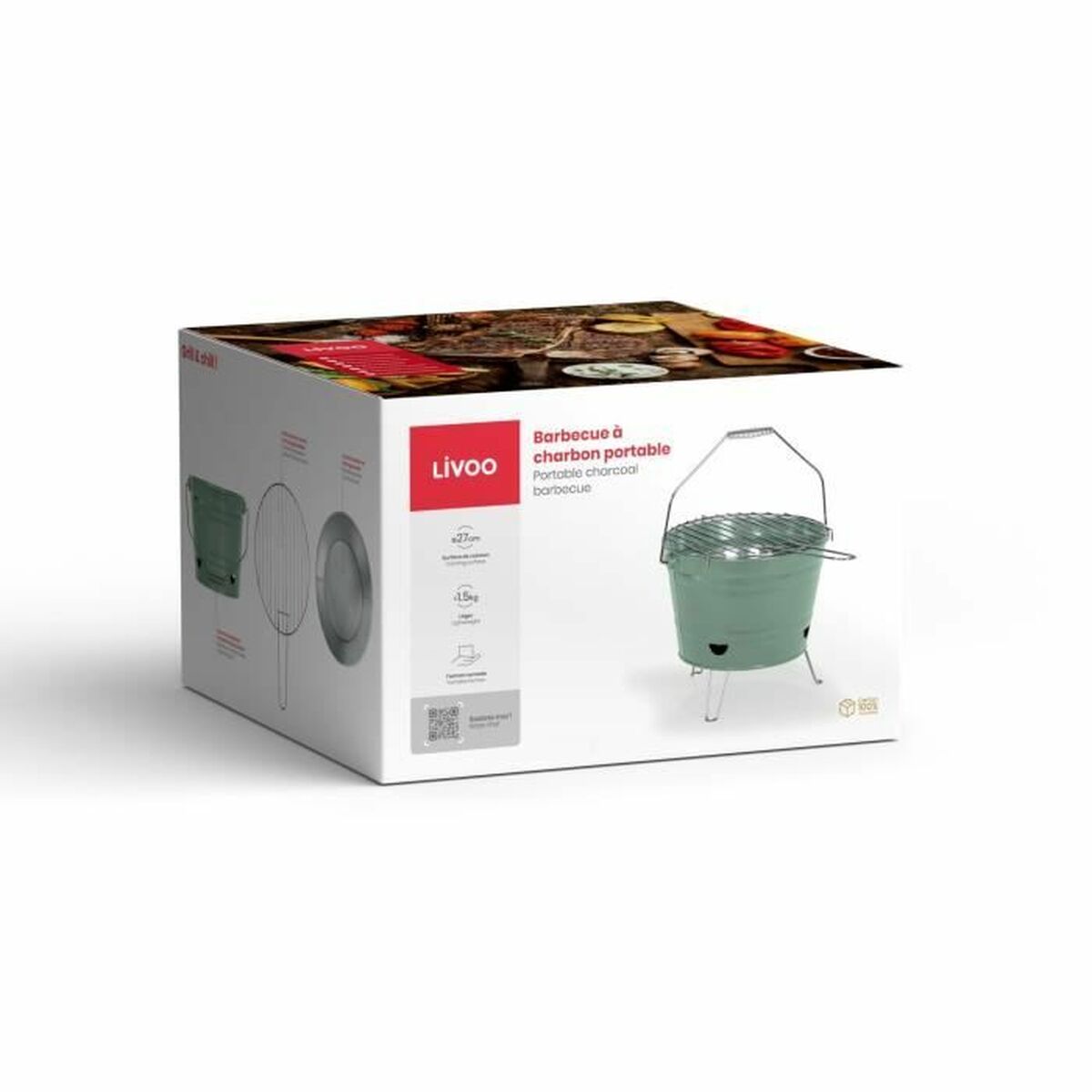 φορητό Mπάρμπεκιου Livoo DOC327V  Μέταλλο Χάλυβας