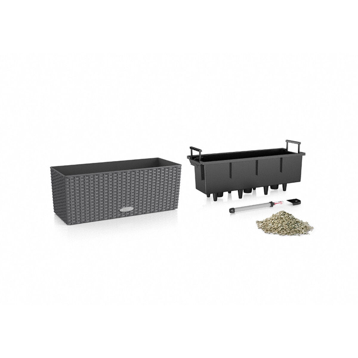 Βάζο Λουλουδιών Lechuza Μαύρο Γκρι πολυπροπυλένιο