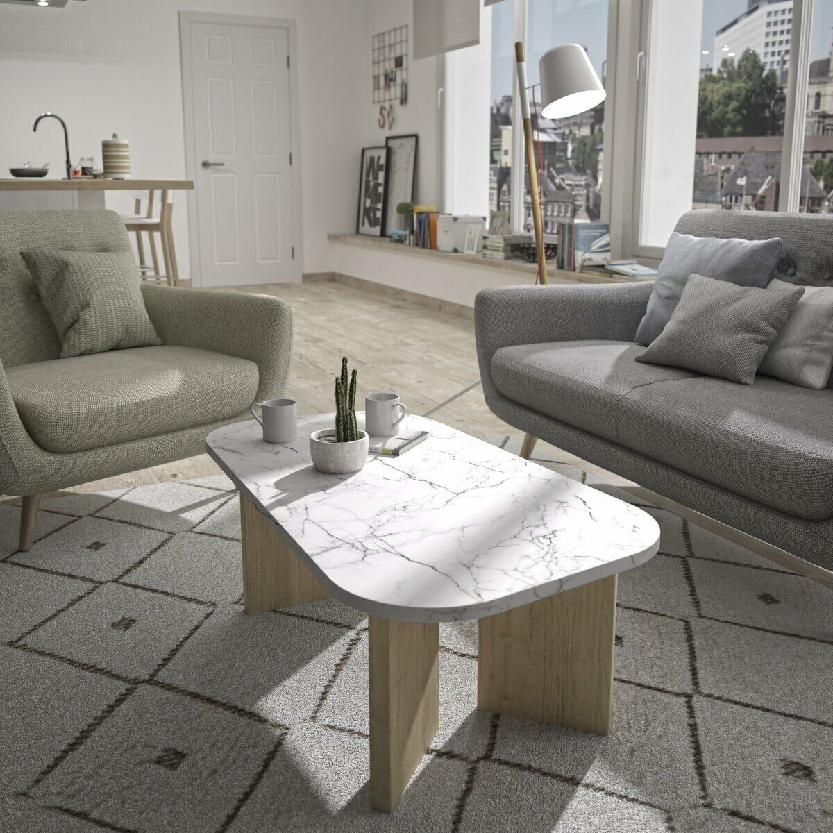 Τραπεζάκι Καφέ Λευκό 105 x 58 x 39 cm