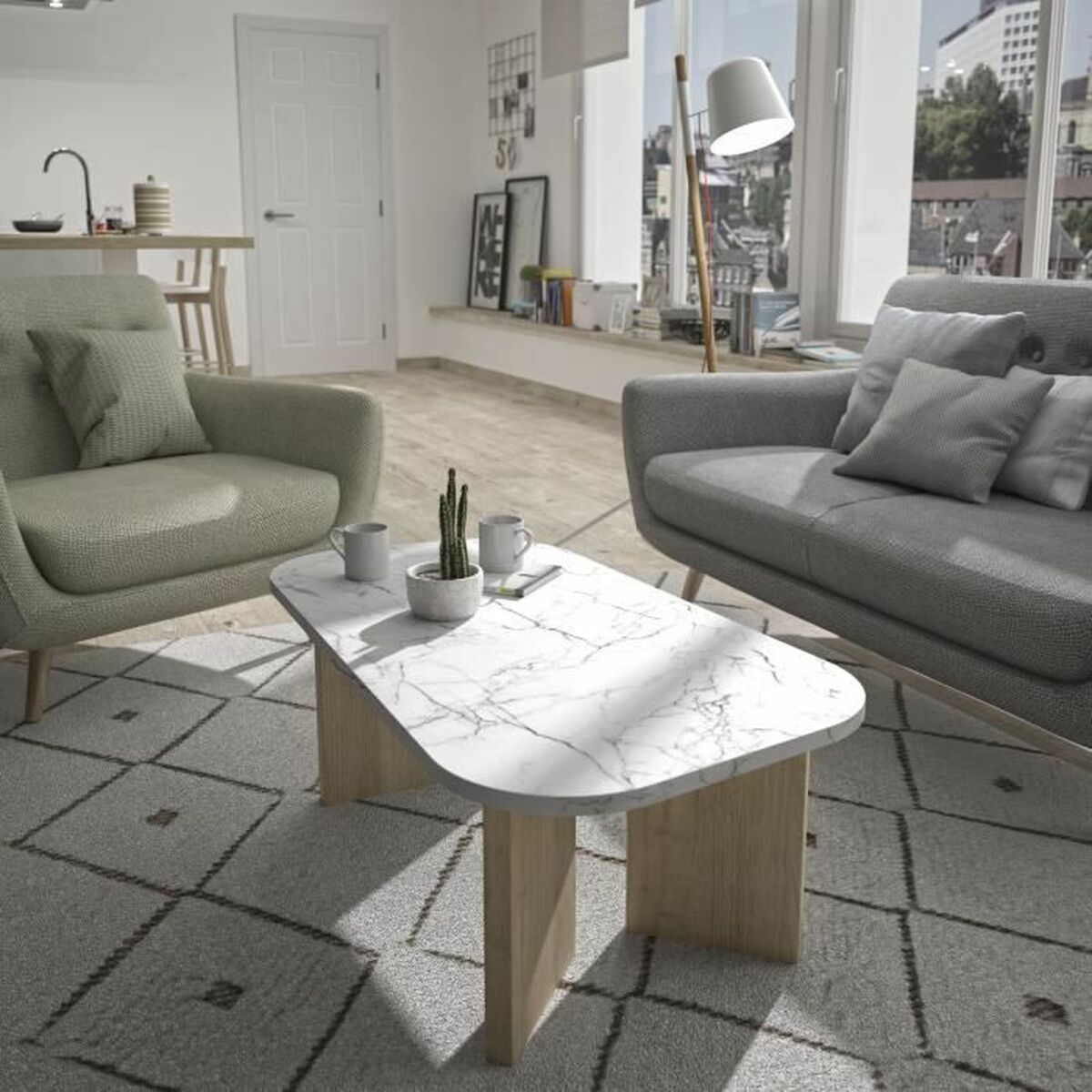 Τραπεζάκι Καφέ Λευκό 105 x 58 x 39 cm