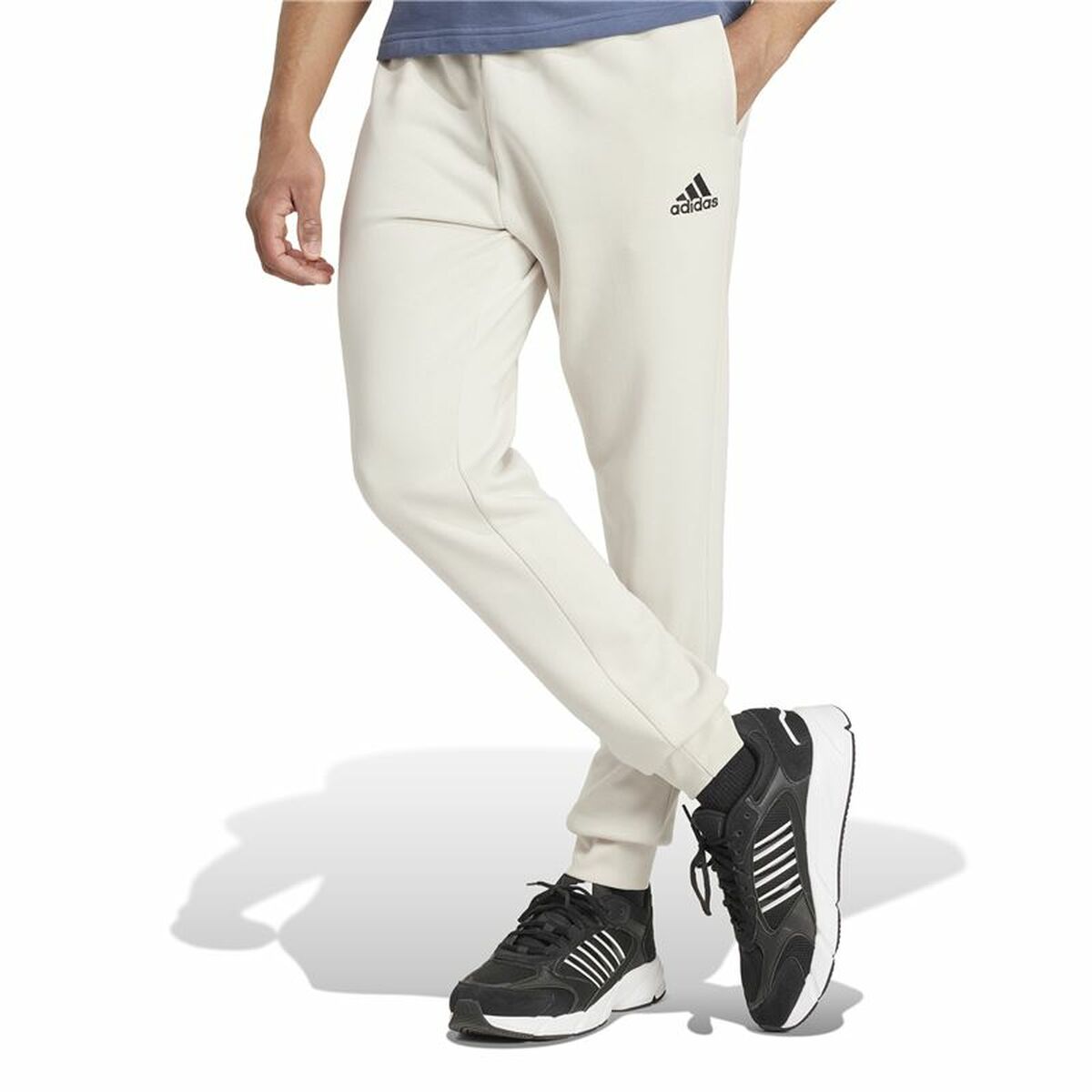 Μακρύ Αθλητικό Παντελόνι Adidas Essentials Fleece Regular Tapered Λευκό