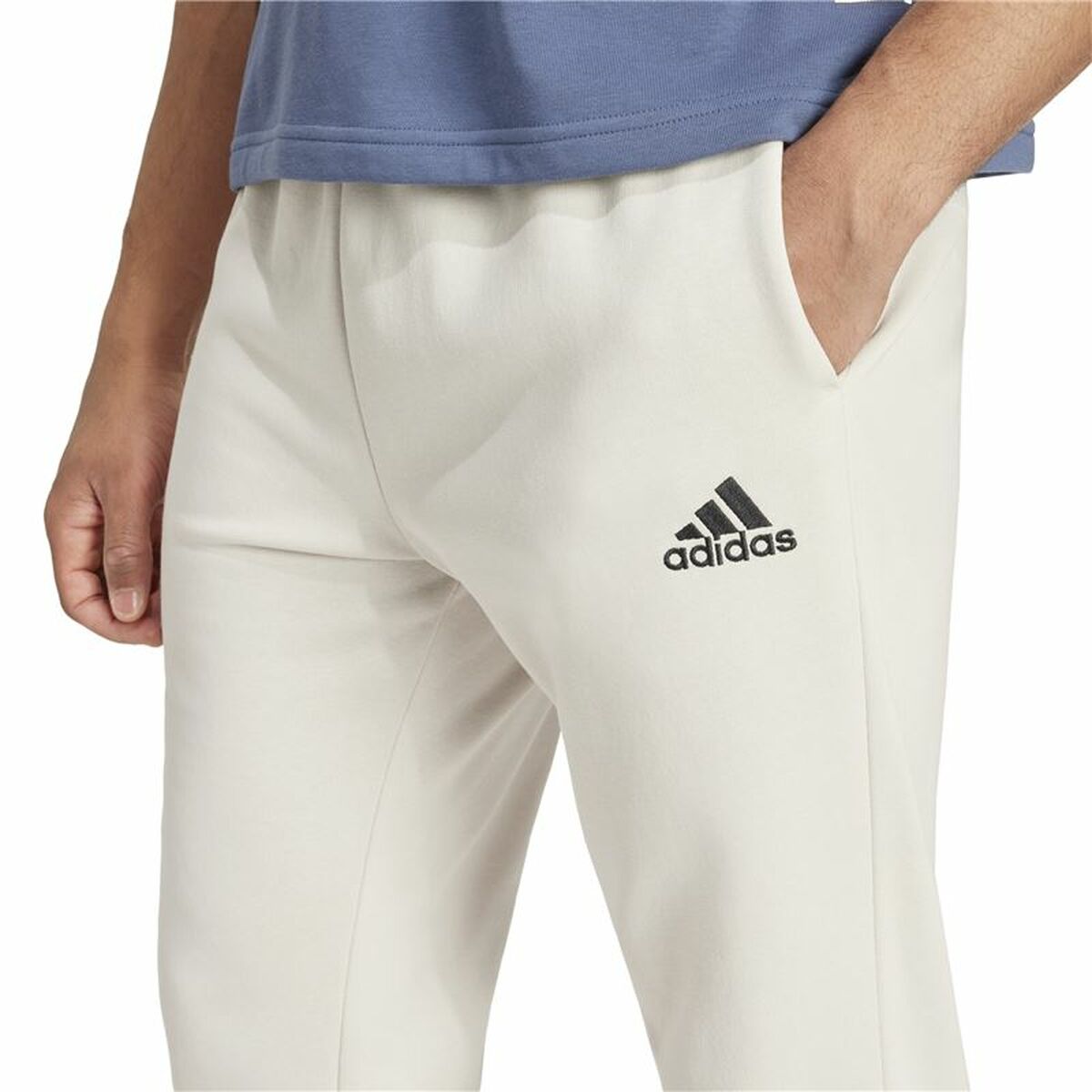 Μακρύ Αθλητικό Παντελόνι Adidas Essentials Fleece Regular Tapered Λευκό