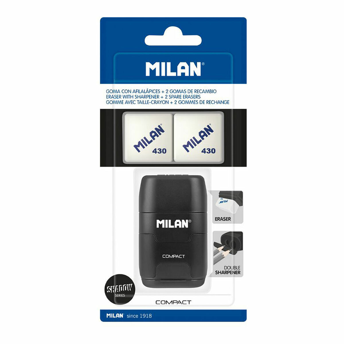 Ξύστρα Milan compactserie especial shadow Μαύρο Φυσικό καουτσούκ Ξύστρα Milan compactserie especial shadow Μαύρο Φυσικό καουτσούκ