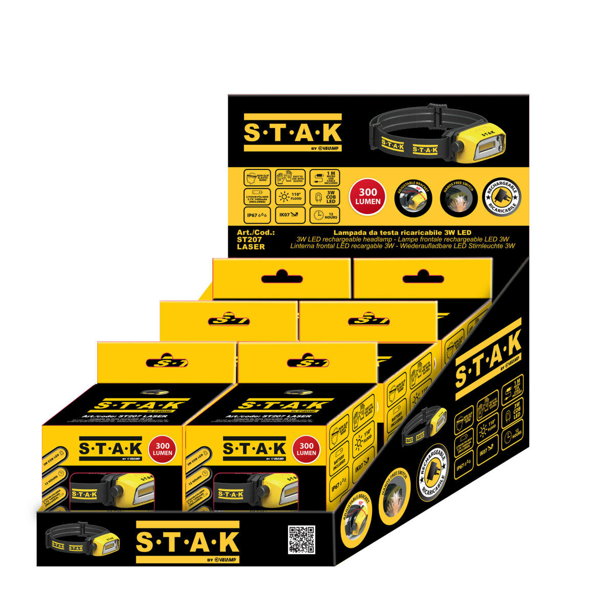 Επαναφορτιζόμενος και Ρυθμιζόμενος Φακός Κεφαλής LED Stak 3 W 300 Lm