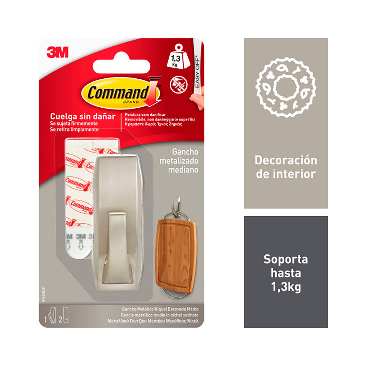 Γάντζος για κρέμασμα 3M 1,3 kg 29 X 79 X 29 MM Ασημί Μέταλλο (1 μονάδα) Γάντζος για κρέμασμα 3M 1,3 kg 29 X 79 X 29 MM Ασημί Μέταλλο (1 μονάδα)