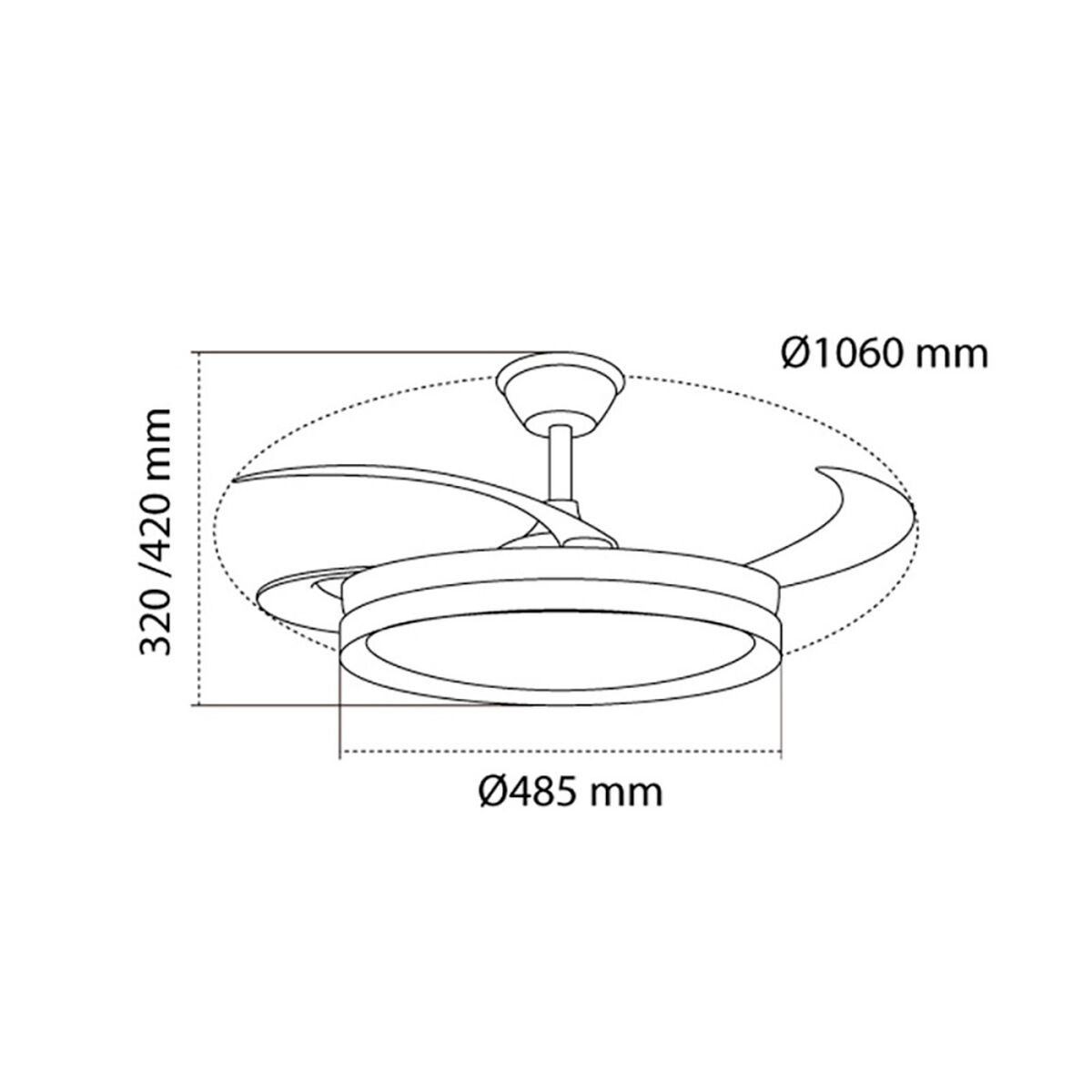 Ανεμιστήρας Οροφής CristalRecord EVO RETRAC Διαφανές 72 W