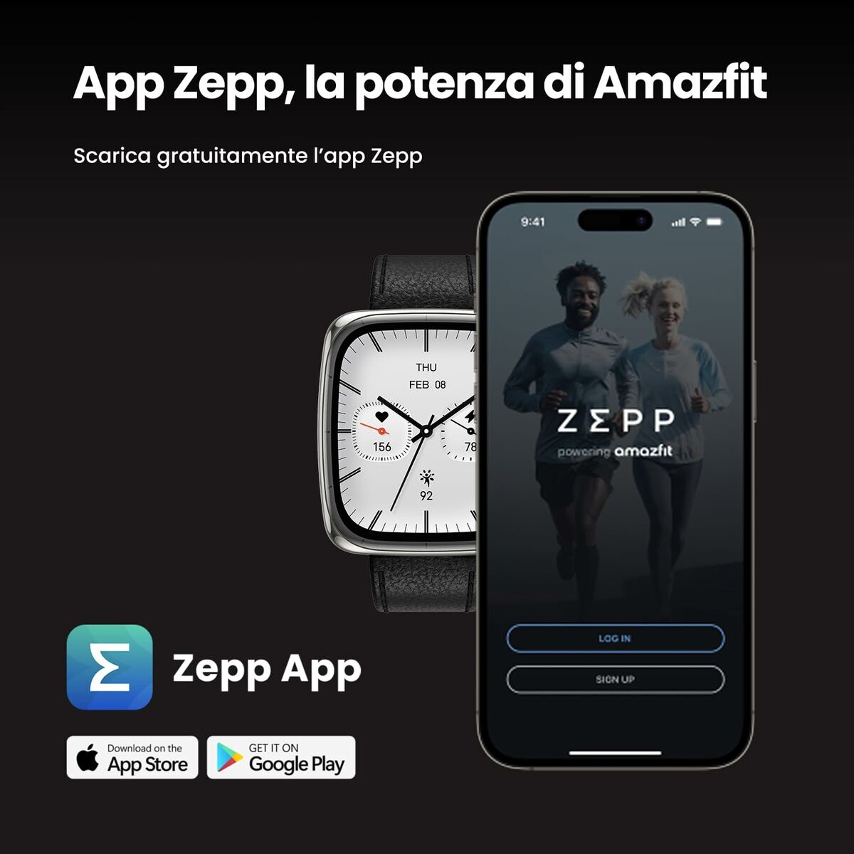 Smartwatch Amazfit ACTIVE 2 SQUARE Μαύρο Χάλυβας 1,75