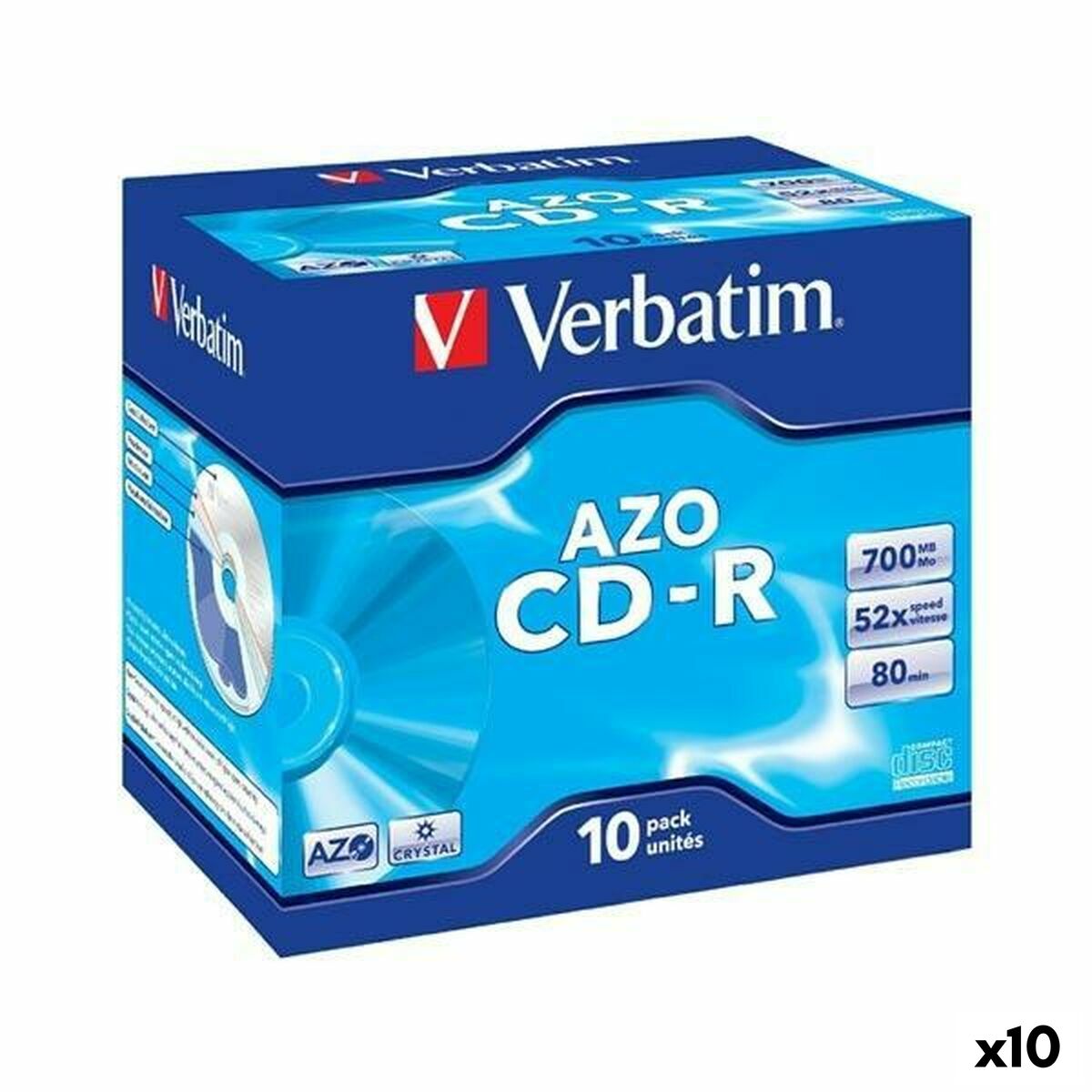 CD-R Verbatim AZO 700 MB 52x 10 Τεμάχια (x10) CD-R Verbatim AZO 700 MB 52x 10 Τεμάχια (x10)