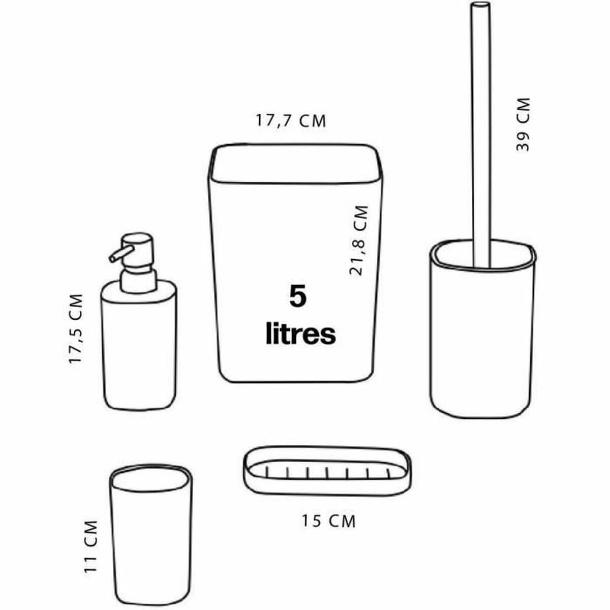 Σετ Μπάνιου TODAY HOY Πράσινο Πλαστική ύλη Σύγχρονη (5 Μονάδες)