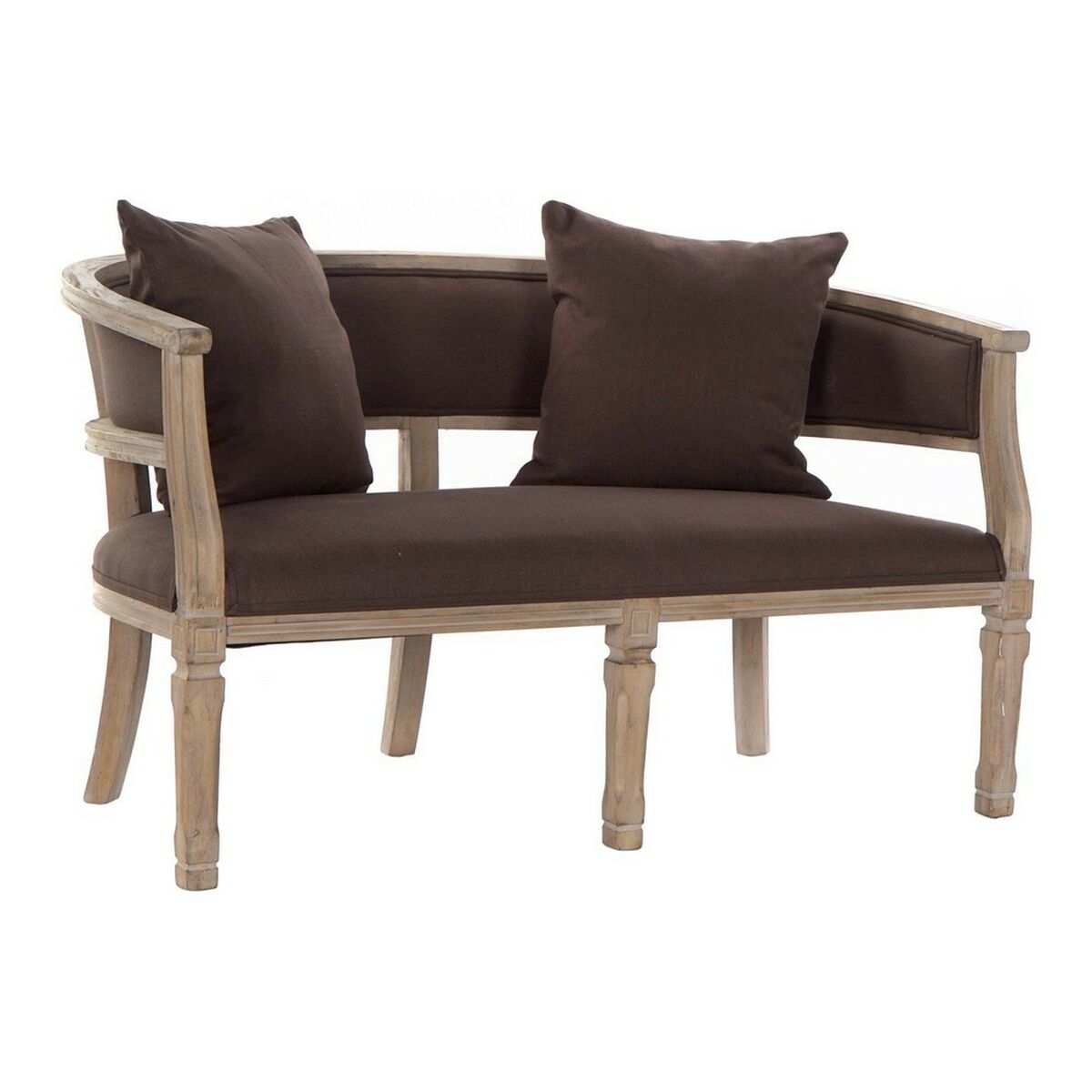 Καναπές DKD Home Decor Καφέ λινό ξύλο καουτσούκ Παραδοσιακά (122 x 69 x 72 cm) Καναπές DKD Home Decor Καφέ λινό ξύλο καουτσούκ Παραδοσιακά (122 x 69 x 72 cm)