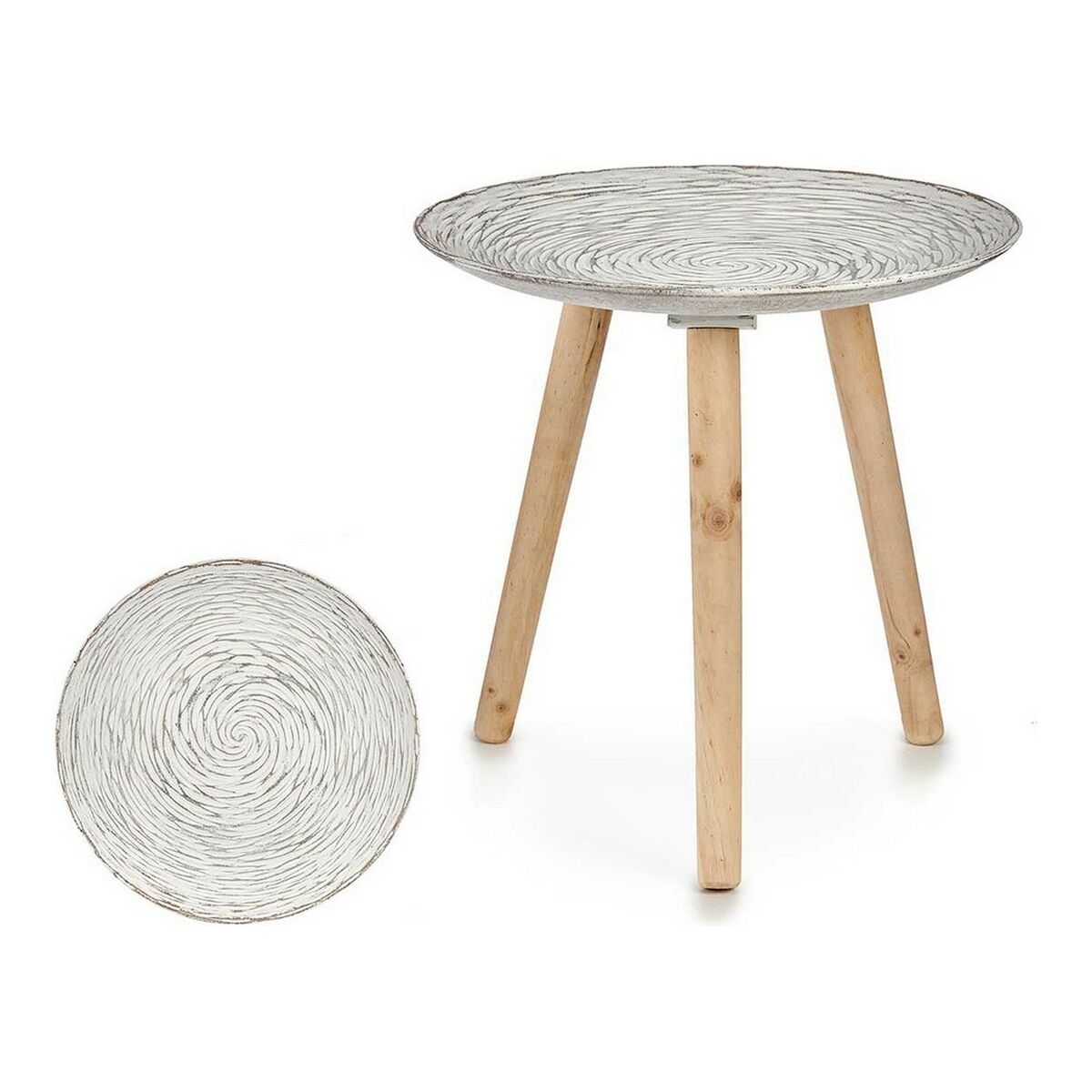 Βοηθητικό Τραπέζι Gift Decor Λευκό Καφέ Ξύλο 40 x 39 x 40 cm Σπείρες Βοηθητικό Τραπέζι Gift Decor Λευκό Καφέ Ξύλο 40 x 39 x 40 cm Σπείρες