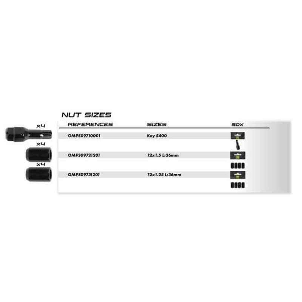 Παξιμάδι OMP OMPS09731201 M12 x 1,25 4 uds Μαύρο