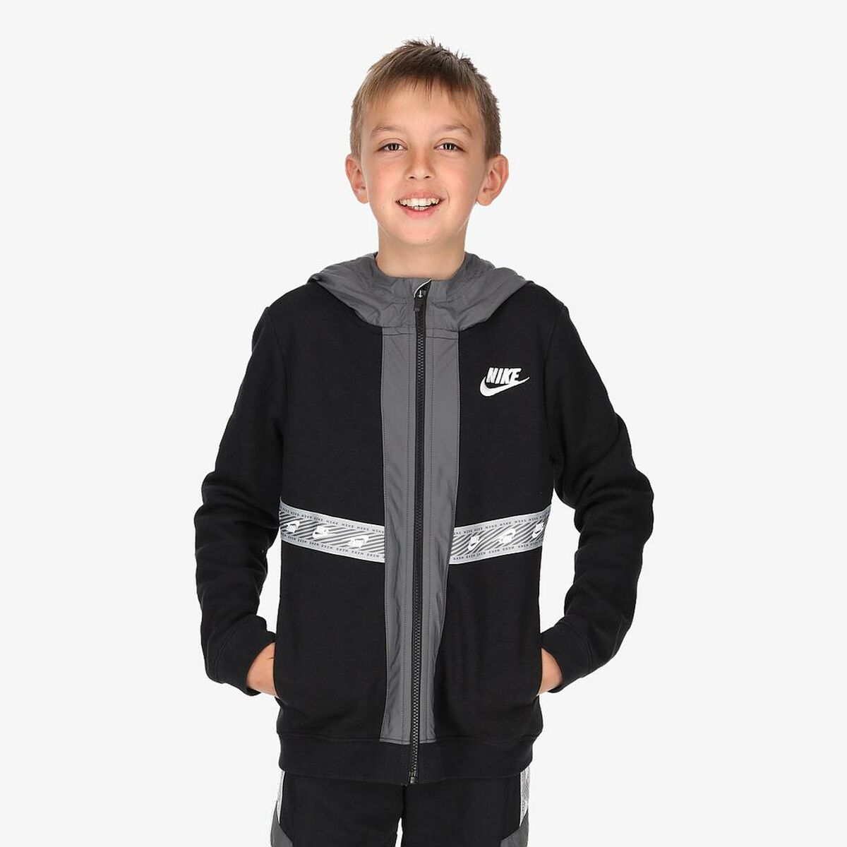 Παιδικό Αθλητικό Μπουφάν Nike Μαύρο βαμβάκι Παιδικό Αθλητικό Μπουφάν Nike Μαύρο βαμβάκι