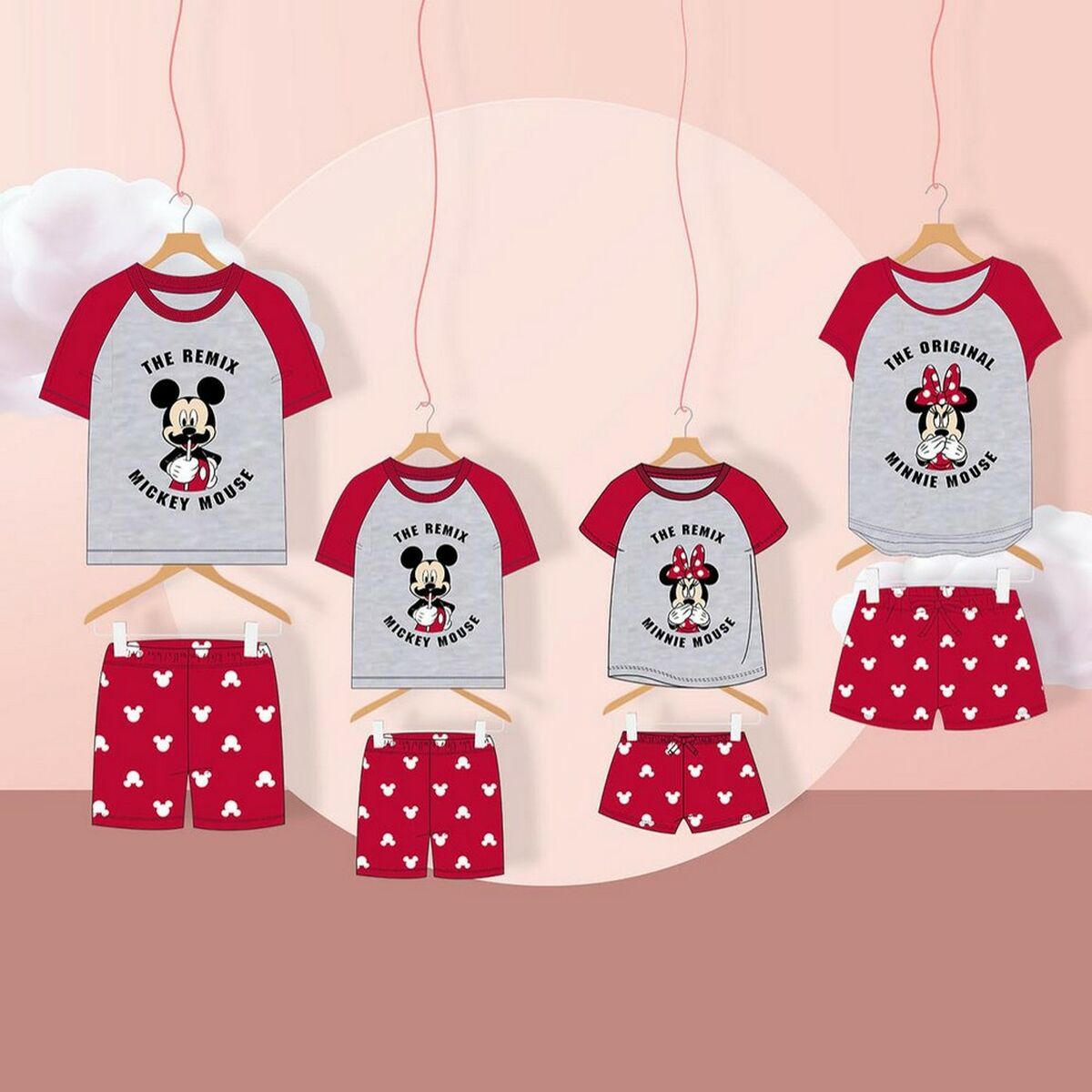 Kαλοκαιρινή παιδική πιτζάμα Mickey Mouse Κόκκινο (Ενήλικες) Άντρες Γκρι Kαλοκαιρινή παιδική πιτζάμα Mickey Mouse Κόκκινο (Ενήλικες) Άντρες Γκρι