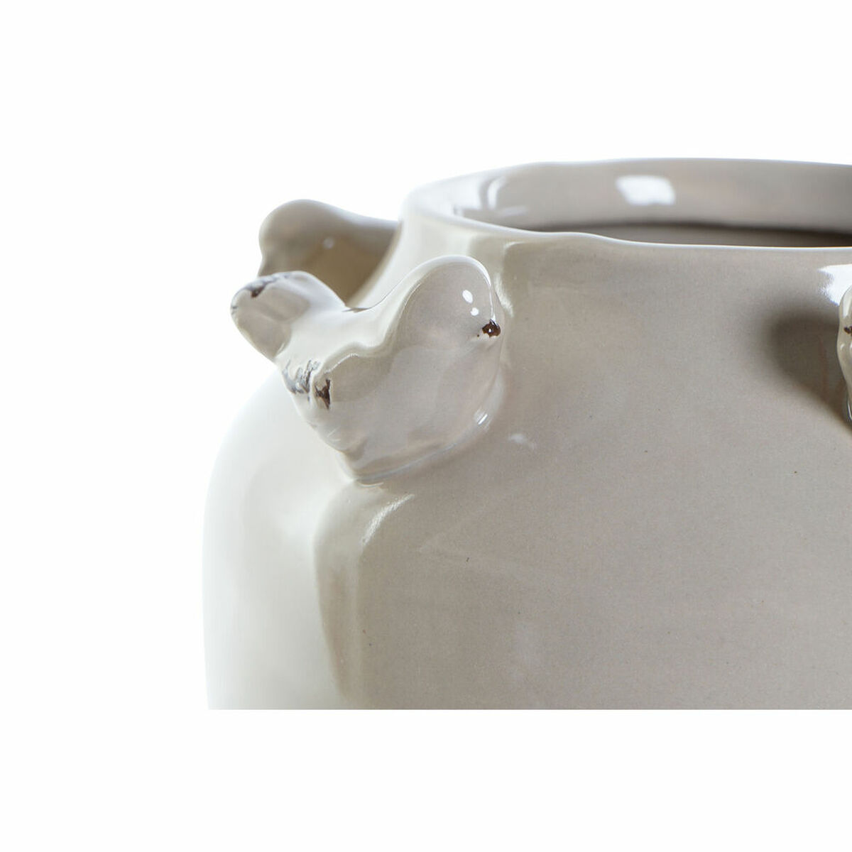 Βάζο DKD Home Decor Πορσελάνη Γκρι Μπεζ Πουλιά Shabby Chic (15 x 15 x 13,5 cm) (x2)