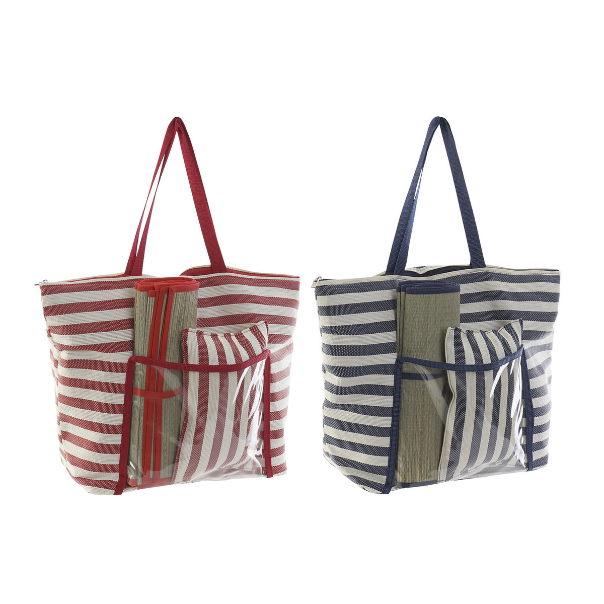 Τσάντα Παραλίας DKD Home Decor 55 x 17 x 35 cm Καμβάς Κόκκινο Μπλε PVC (x2) Τσάντα Παραλίας DKD Home Decor 55 x 17 x 35 cm Καμβάς Κόκκινο Μπλε PVC (x2)