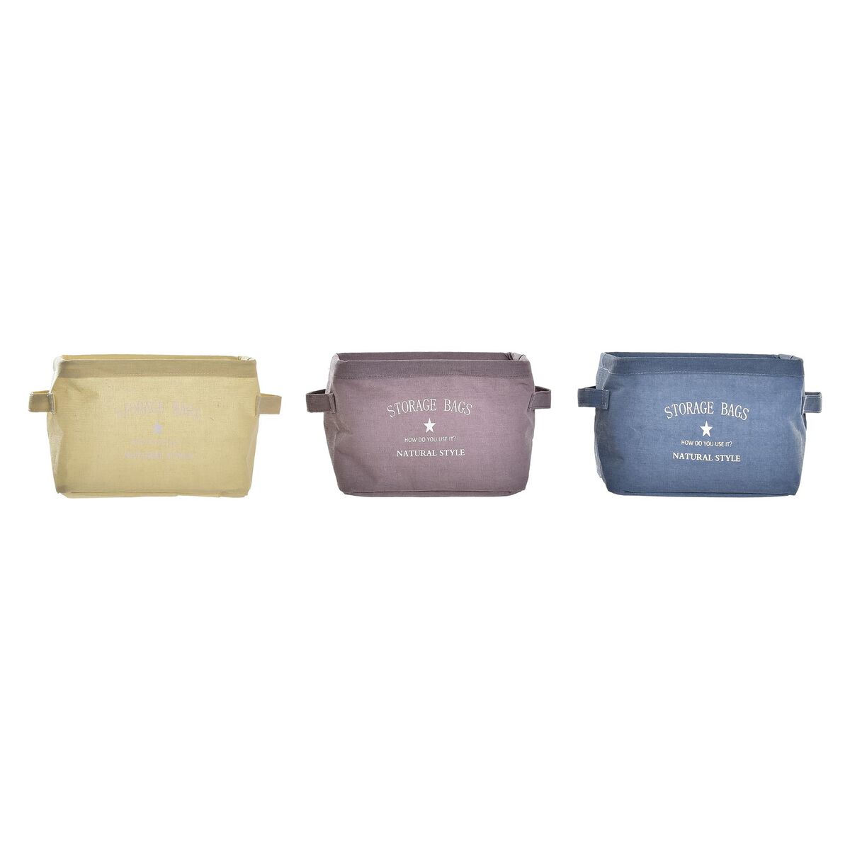 Καλάθι DKD Home Decor Κίτρινο Μπλε Μπορντό Καμβάς Σύγχρονη 20 x 16 x 15 cm (3 Μονάδες)