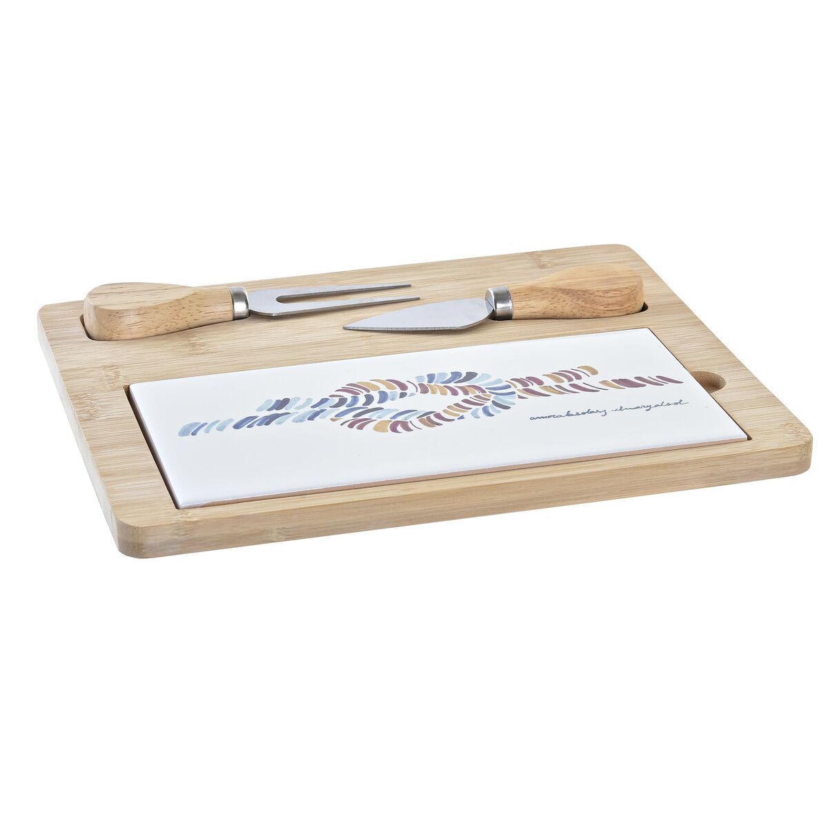 Πίνακας κοπής τυριών DKD Home Decor Bamboo Πήλινα 24,5 x 20 x 1,2 cm Ναύτης