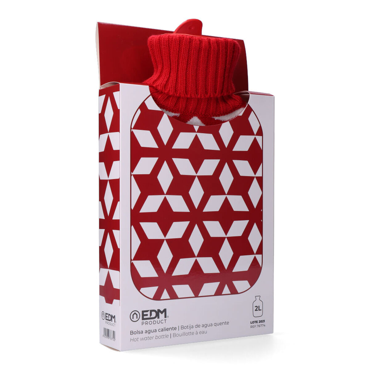 Τσάντα Ζεστού Νερού EDM 76774 Rojo/Blanco Μαλλί 2 L Τσάντα Ζεστού Νερού EDM 76774 Rojo/Blanco Μαλλί 2 L