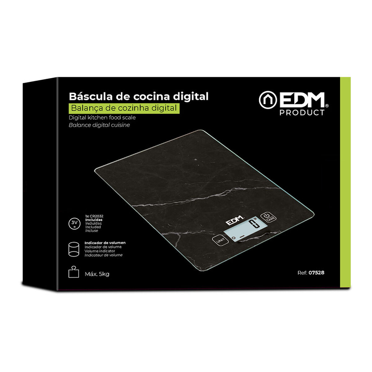 ζυγαριά κουζίνας EDM 07528 Μαύρο 5 kg ζυγαριά κουζίνας EDM 07528 Μαύρο 5 kg