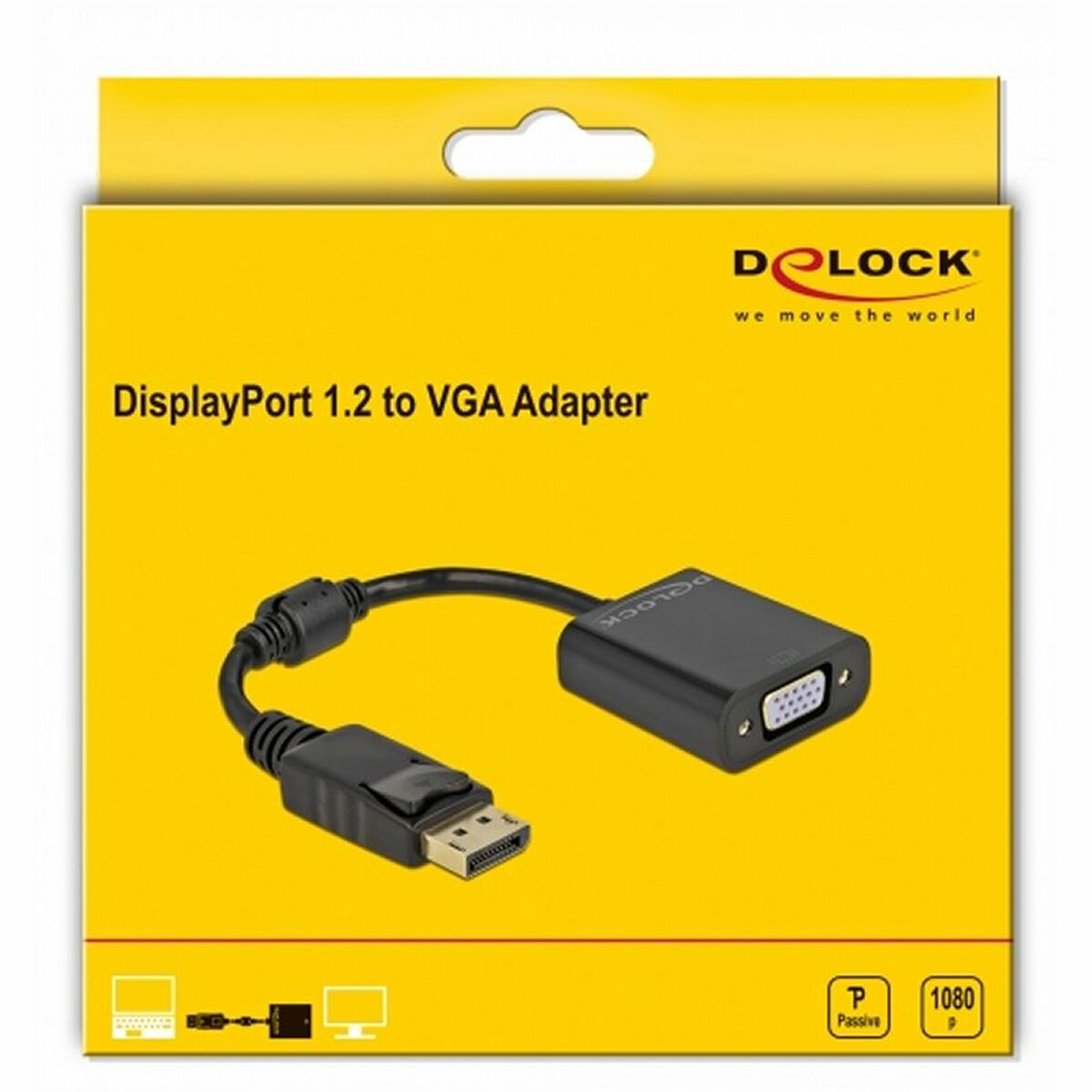 Αντάπτορας DisplayPort σε VGA DELOCK 61006 Μαύρο Αντάπτορας DisplayPort σε VGA DELOCK 61006 Μαύρο