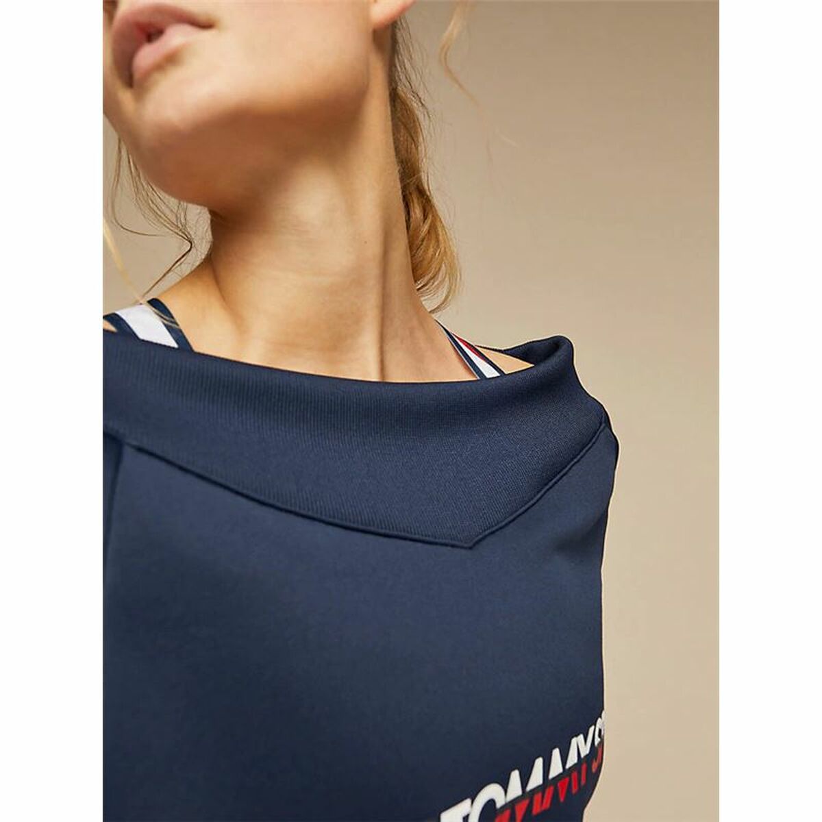 Γυναικείο χωρίς Κουκούλα Tommy Hilfiger Crop V Neck Σκούρο μπλε