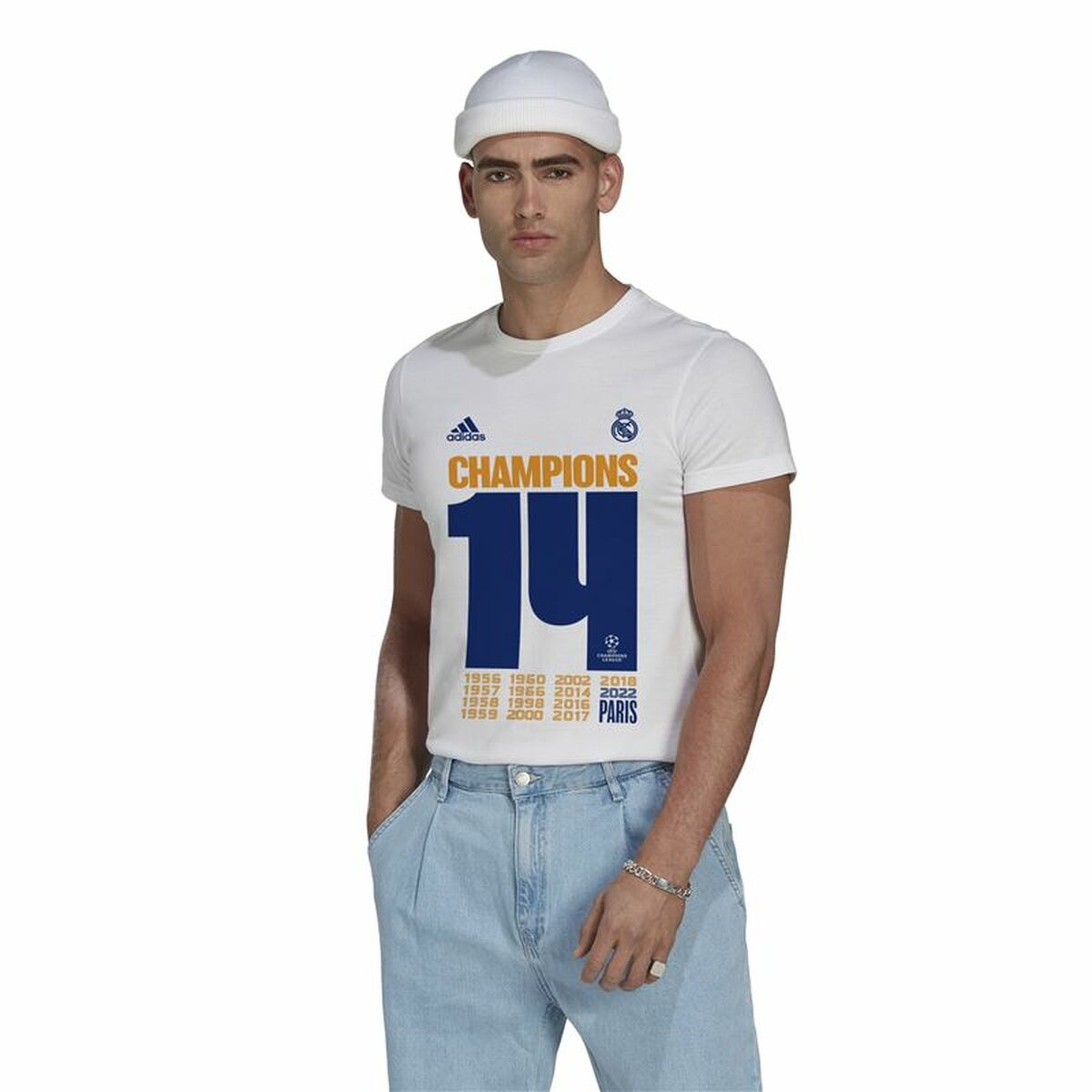 Ανδρικά Κοντομάνικα Πουκάμισα Ποδοσφαίρου Adidas Real Madrid Champions 2022