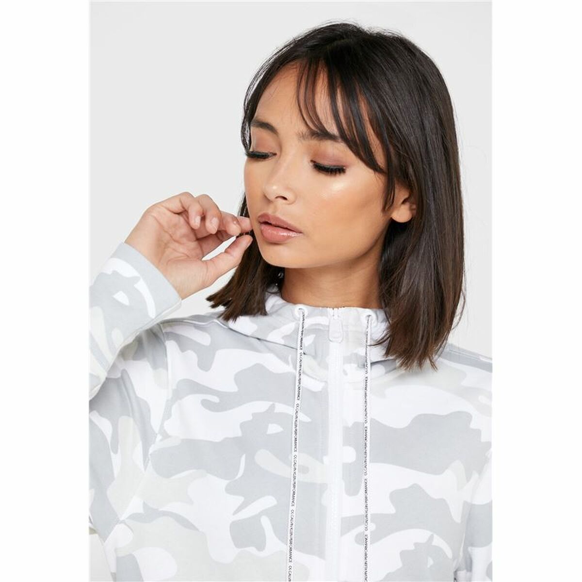 Γυναικείο Αθλητικό Μπουφάν Calvin Klein Full Zip Λευκό Γυναικείο Αθλητικό Μπουφάν Calvin Klein Full Zip Λευκό