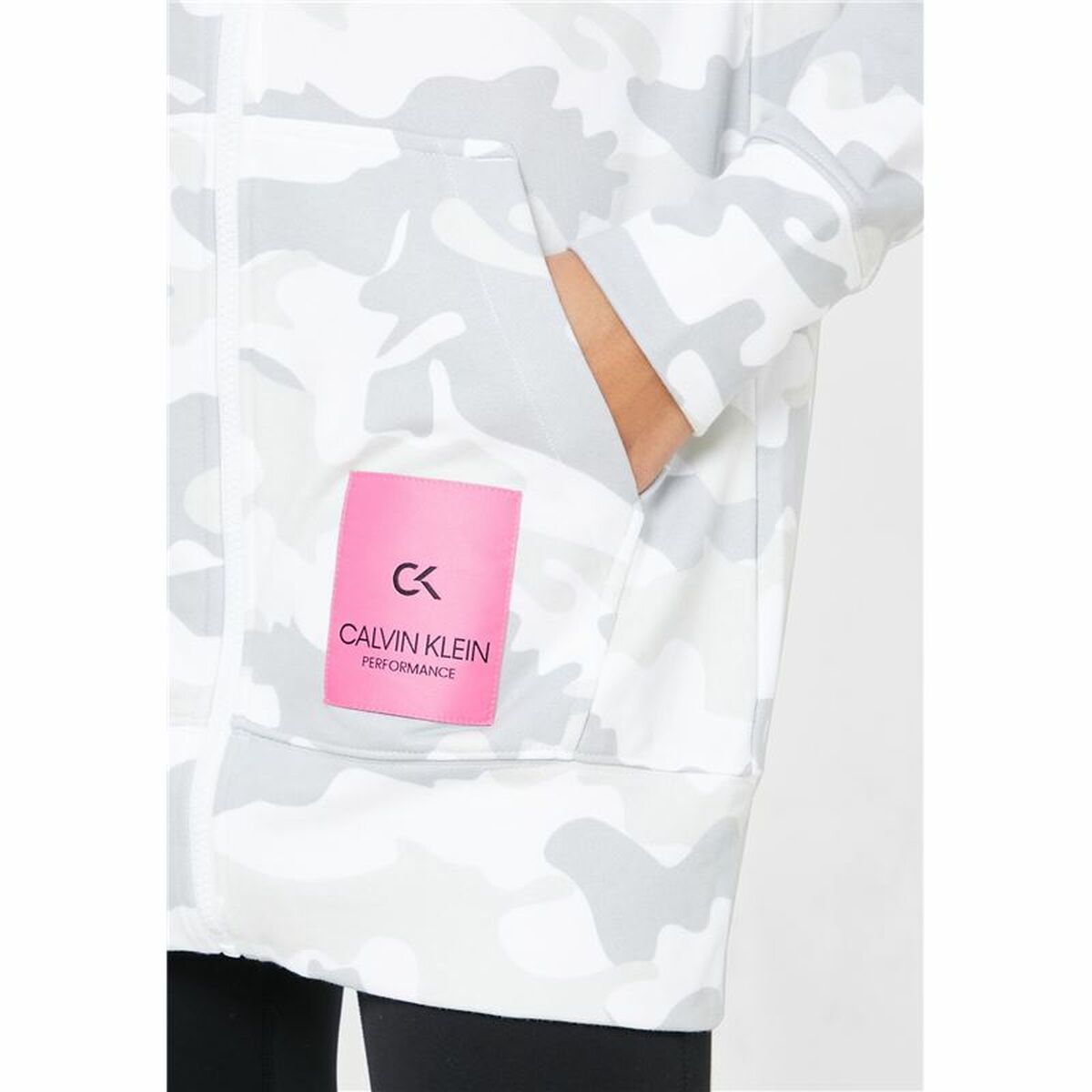 Γυναικείο Αθλητικό Μπουφάν Calvin Klein Full Zip Λευκό Γυναικείο Αθλητικό Μπουφάν Calvin Klein Full Zip Λευκό