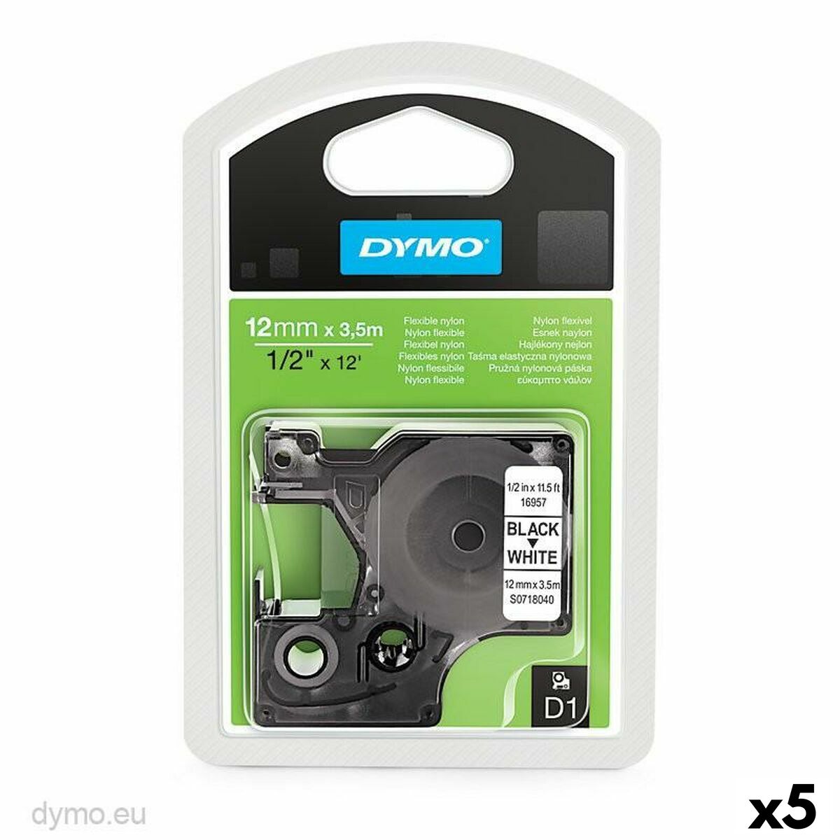 Θερμική ταινία μεταφοράς Dymo Λευκό Μαύρο 12 x 3,5 mm (5 Μονάδες) Θερμική ταινία μεταφοράς Dymo Λευκό Μαύρο 12 x 3,5 mm (5 Μονάδες)