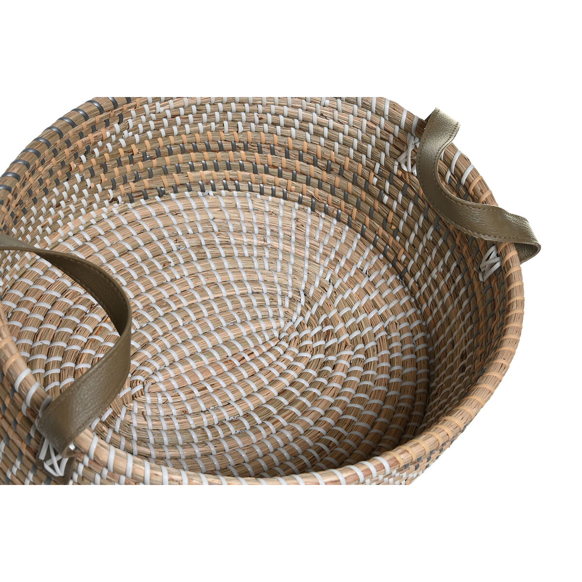 Σετ Καλαθιών DKD Home Decor Καφέ Φυσικό Πολυουρεθάνιο Θαλασσινό γρασίδι Τροπικό 45 x 35 x 18 cm 45 x 34 x 27 cm 2 Τεμάχια