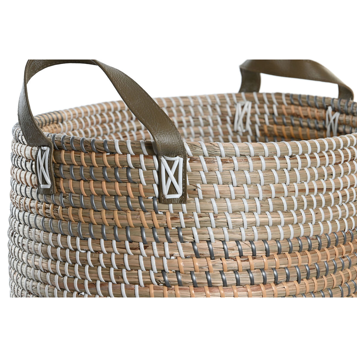Σετ Καλαθιών DKD Home Decor Καφέ Φυσικό Πολυουρεθάνιο Θαλασσινό γρασίδι Τροπικό 45 x 35 x 18 cm 45 x 34 x 27 cm 2 Τεμάχια