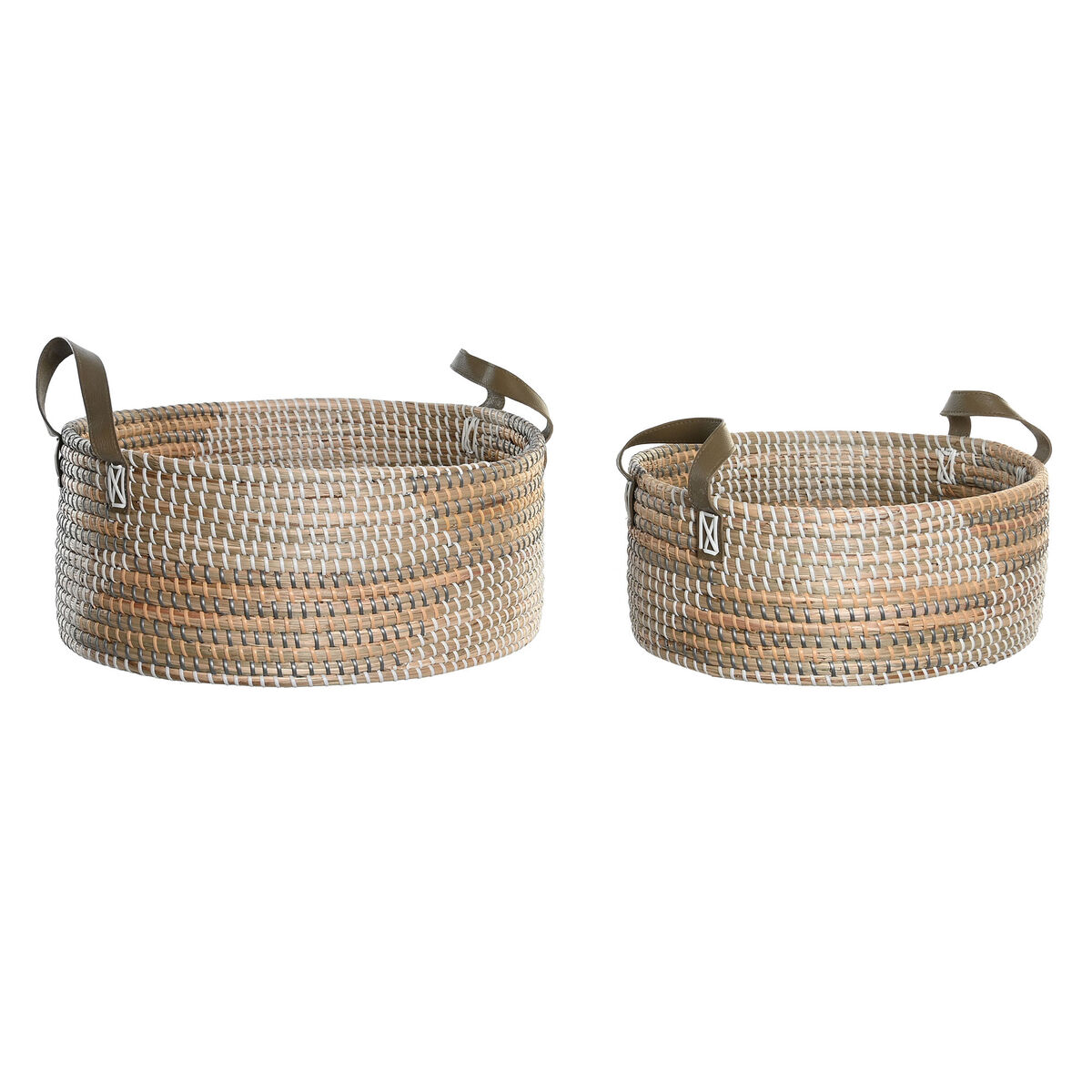 Σετ Καλαθιών DKD Home Decor Καφέ Φυσικό Πολυουρεθάνιο Θαλασσινό γρασίδι Τροπικό 45 x 35 x 18 cm 45 x 34 x 27 cm 2 Τεμάχια