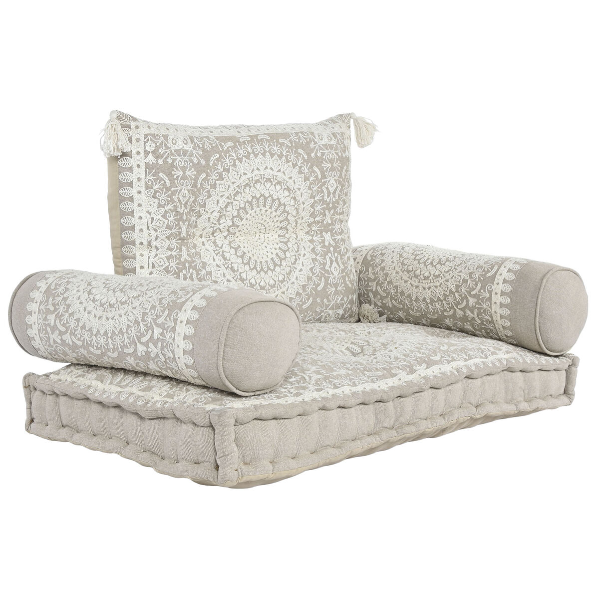 Πολυθρόνα DKD Home Decor Λευκό Μπεζ 90 x 56 x 15 cm Πολυθρόνα DKD Home Decor Λευκό Μπεζ 90 x 56 x 15 cm
