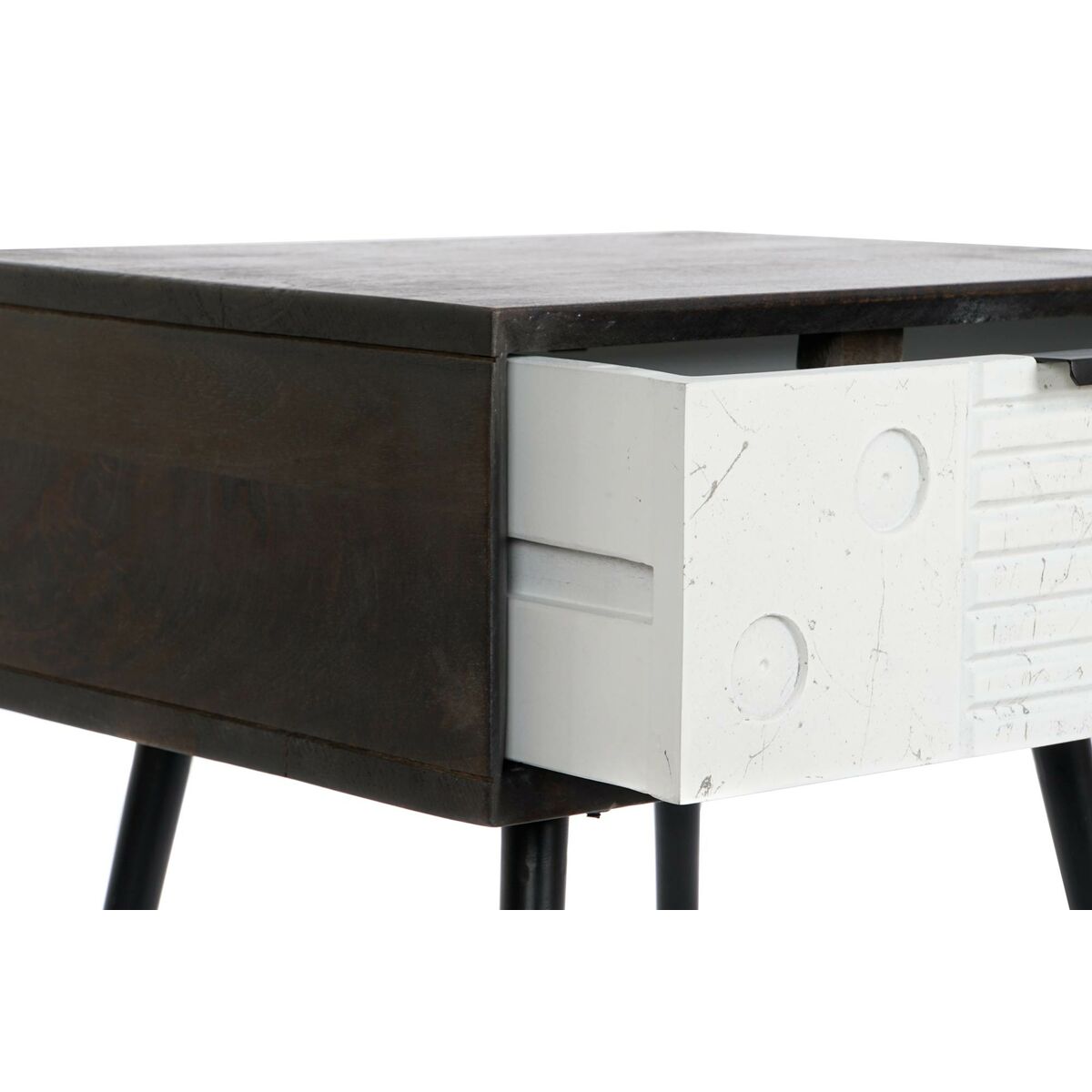 Κομοδίνο DKD Home Decor 45 x 38 x 50 cm Μαύρο Μέταλλο Λευκό Ξύλο από Μάνγκο Wengue Κομοδίνο DKD Home Decor 45 x 38 x 50 cm Μαύρο Μέταλλο Λευκό Ξύλο από Μάνγκο Wengue