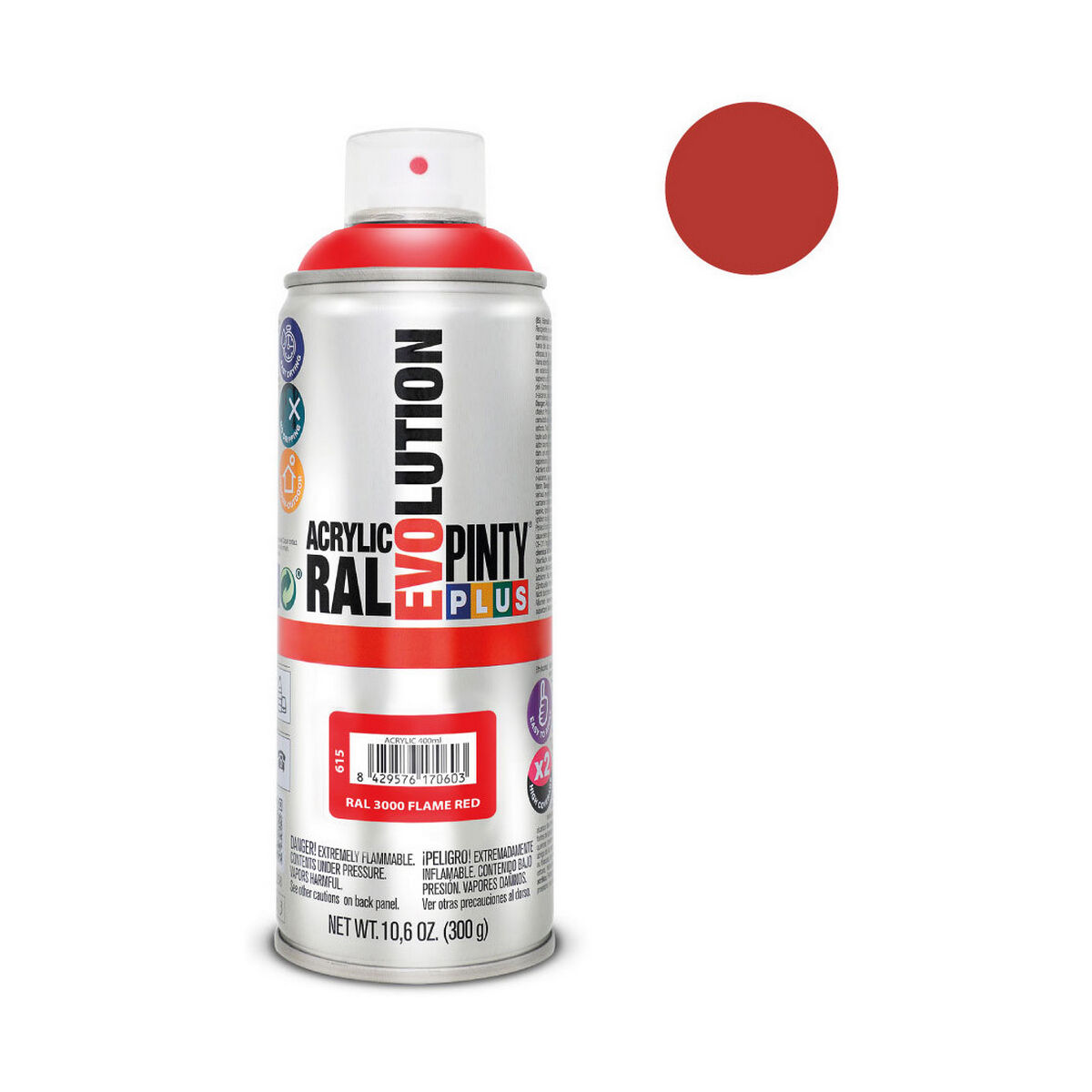 Σπρέι βαφής Pintyplus Evolution RAL 3000 400 ml Flame Red Σπρέι βαφής Pintyplus Evolution RAL 3000 400 ml Flame Red