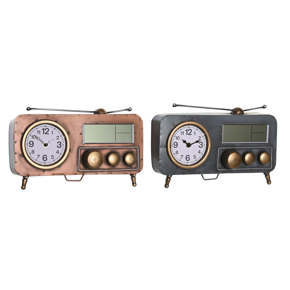 Bordklokke DKD Home Decor 33 x 11,5 x 26 cm Γκρι Χαλκός Σίδερο Vintage (x2) Bordklokke DKD Home Decor 33 x 11,5 x 26 cm Γκρι Χαλκός Σίδερο Vintage (x2)