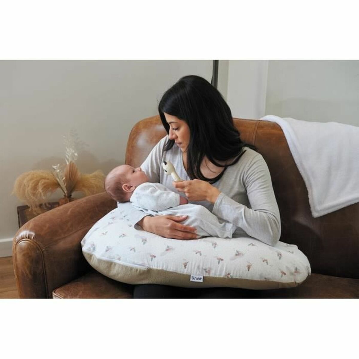 Breastfeeding Cushion Tineo Λευκό/Ροζ (Δωρεάν Μεταφορικά)