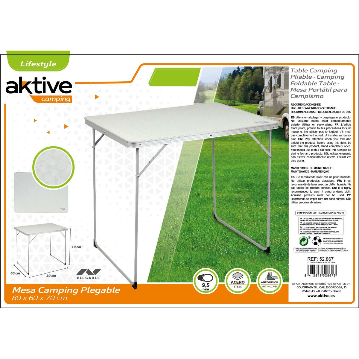 Πτυσσομενο τραπεζακι Aktive Λευκό 80 x 70 x 60 cm (4 Μονάδες)