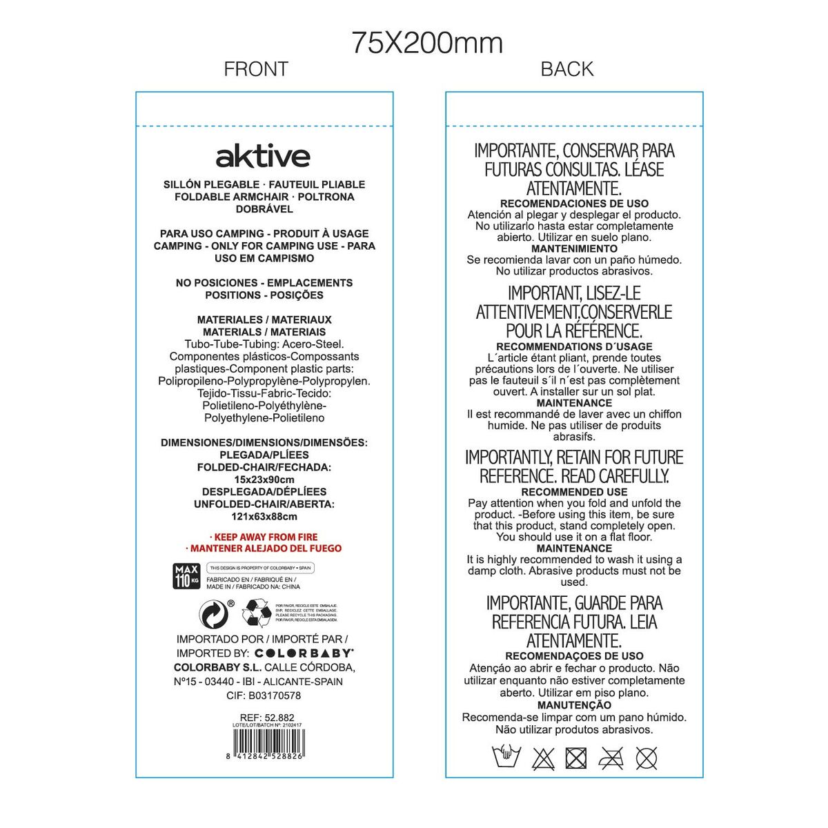 Διθέσιος Καναπές Aktive Μαύρο Εύκαμπτο 107 x 88 x 63 cm (x2)