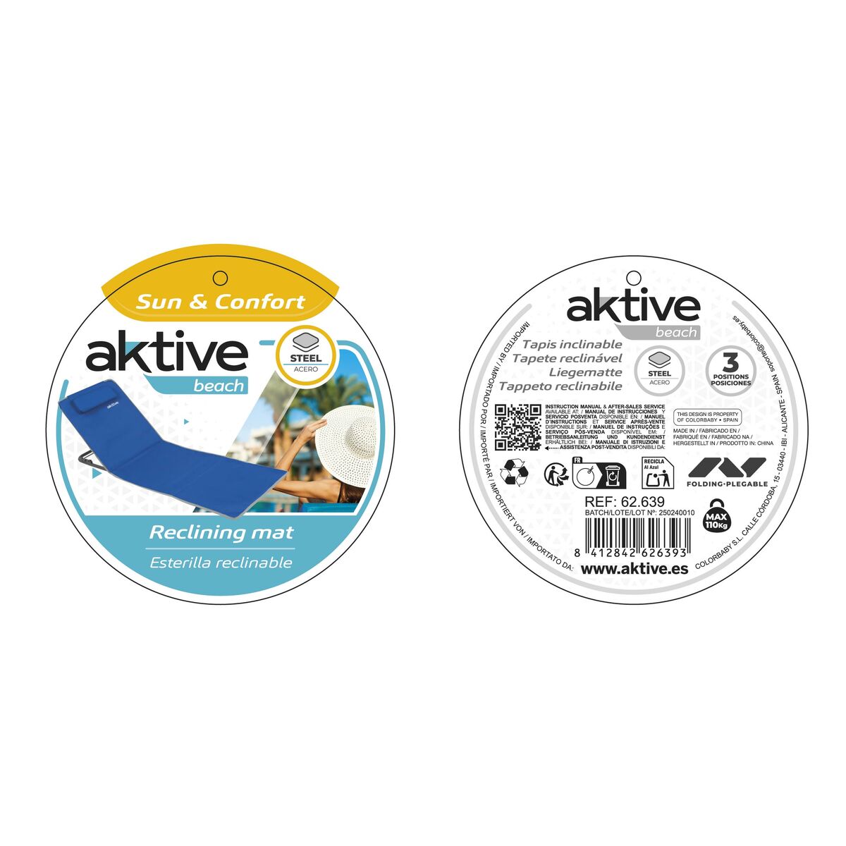 Χαλί γυμναστικής Aktive ανακλινόμενo 147 x 55 x 48 cm PVC 600D Μπλε Χάλυβας Σφουγγάρι (4 Μονάδες)