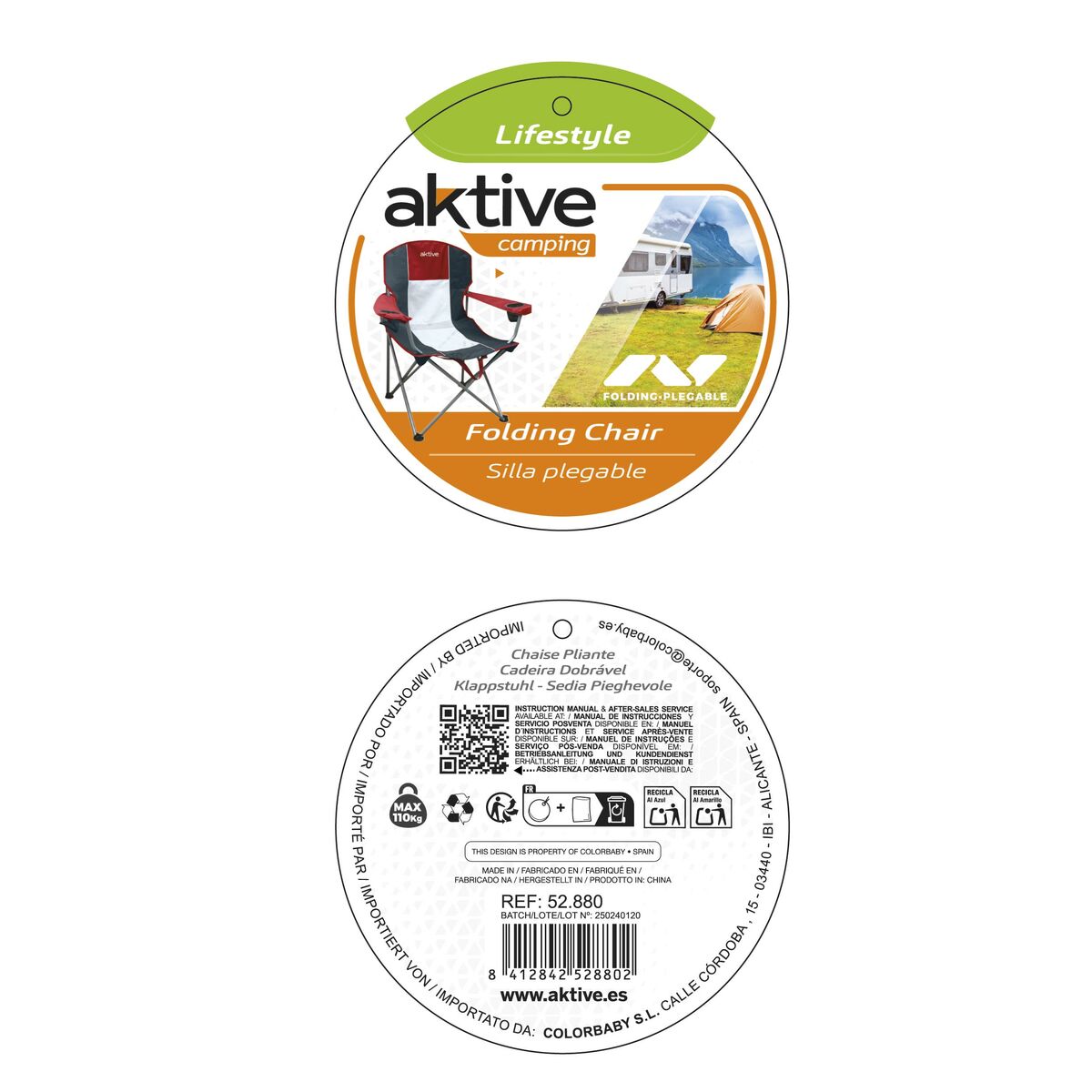 Πτυσσόμενη καρέκλα για κάμπινγκ Aktive Σκούρο γκρίζο Κόκκινο 56 x 98 x 59 cm (4 Μονάδες)