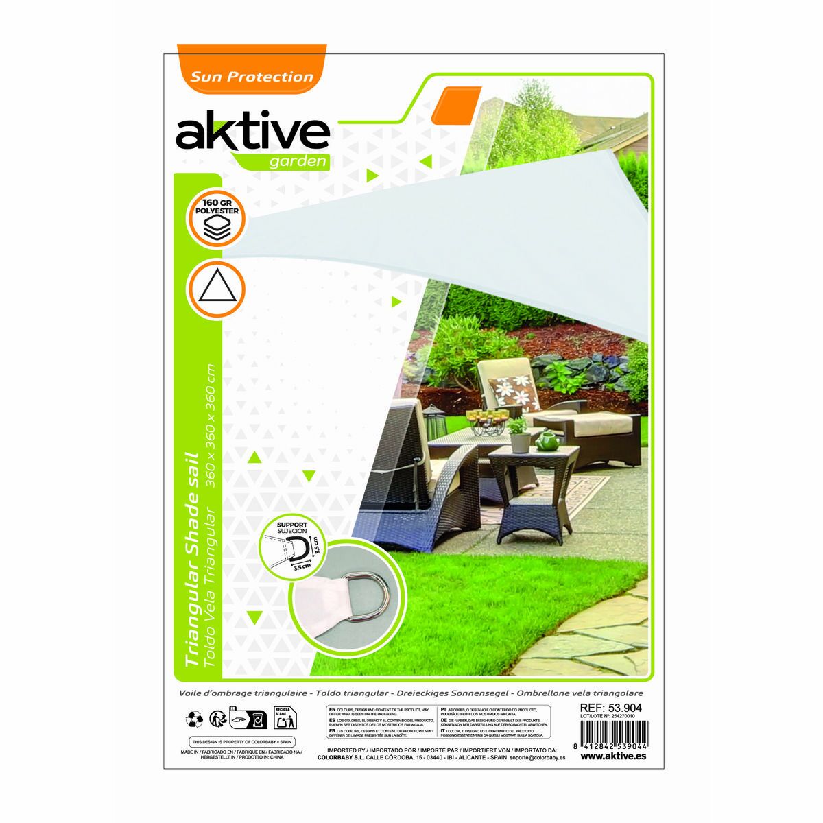 Η σκιά πλέει Aktive Τριγωνικό 360 x 0,5 x 360 cm (x6)
