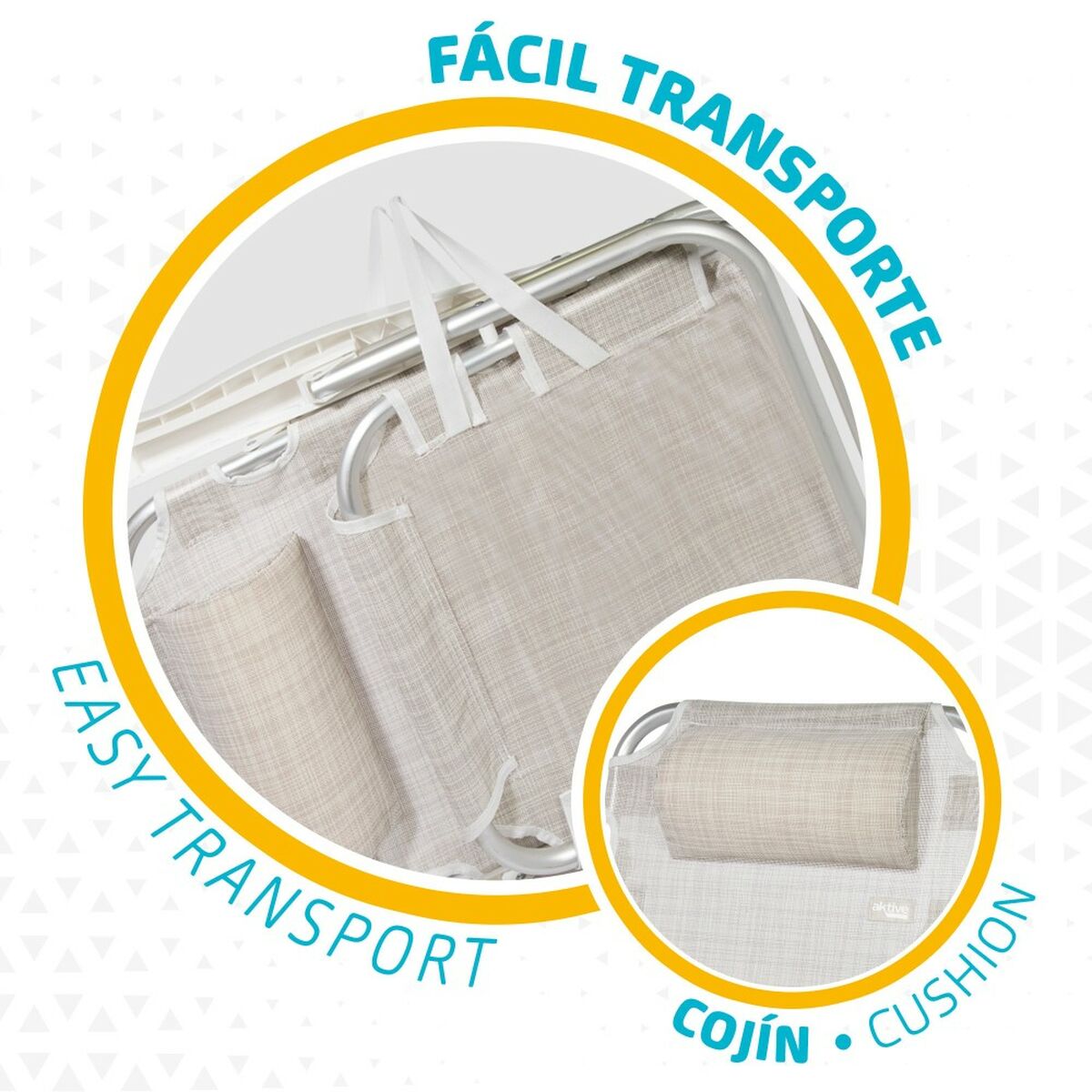 Αναδιπλούμενη Καρέκλα με Προσκέφαλο Aktive Ibiza Μπεζ 48 x 84 x 46 cm (x2)