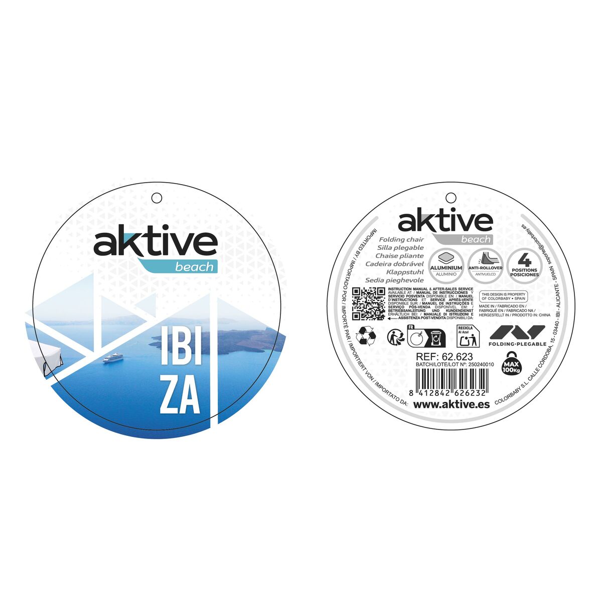 Αναδιπλούμενη Καρέκλα με Προσκέφαλο Aktive Ibiza Μπεζ 51 x 76 x 45 cm (x2)