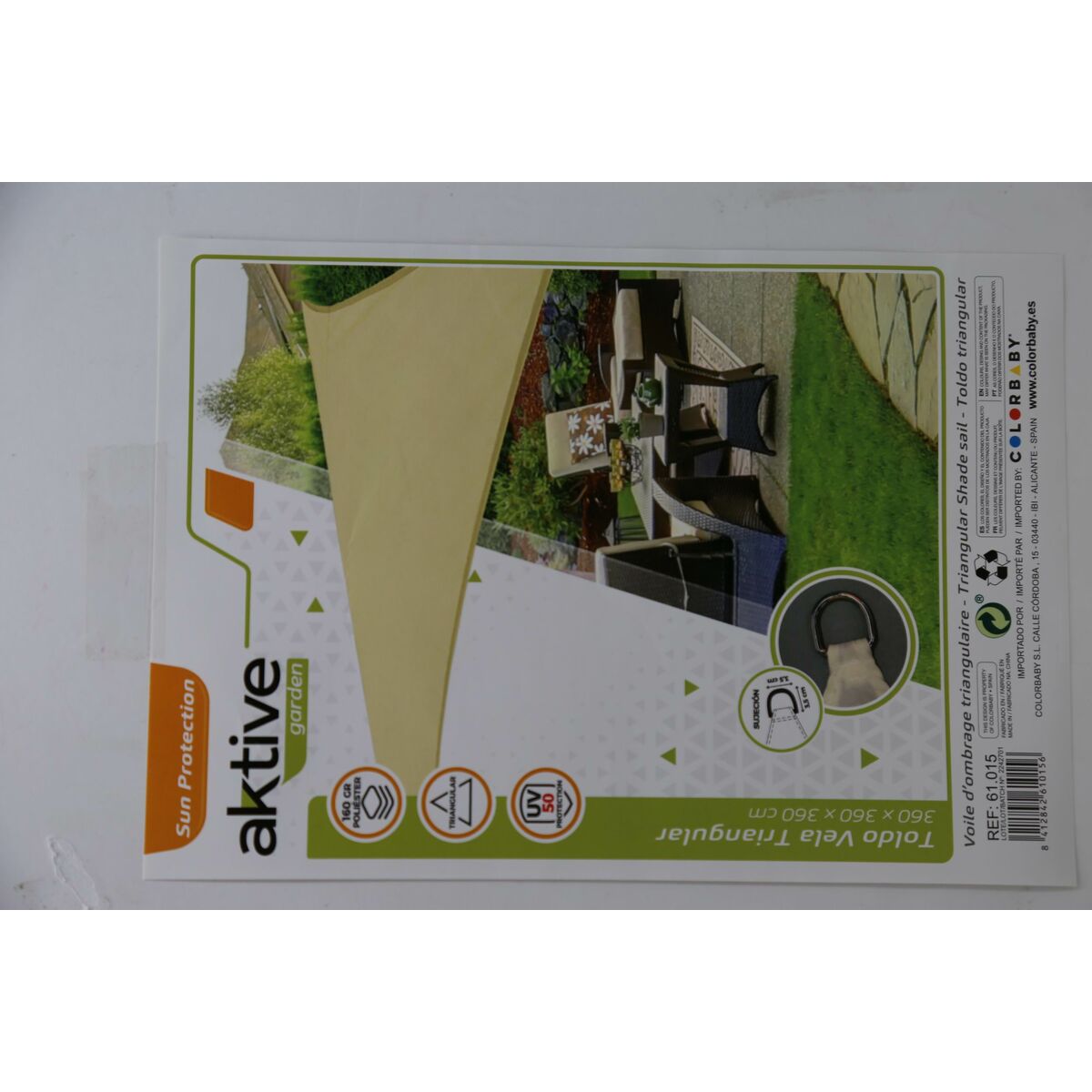 Η σκιά πλέει Aktive Τριγωνικό Κρεμ 360 x 0,5 x 360 cm (4 Μονάδες)