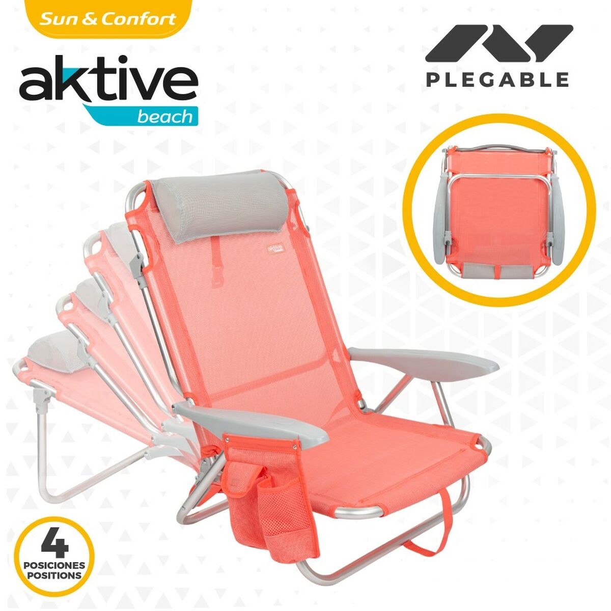Αναδιπλούμενη Καρέκλα με Προσκέφαλο Aktive Flamingo Κοράλι 51 x 76 x 45 cm (x2) Αναδιπλούμενη Καρέκλα με Προσκέφαλο Aktive Flamingo Κοράλι 51 x 76 x 45 cm (x2)