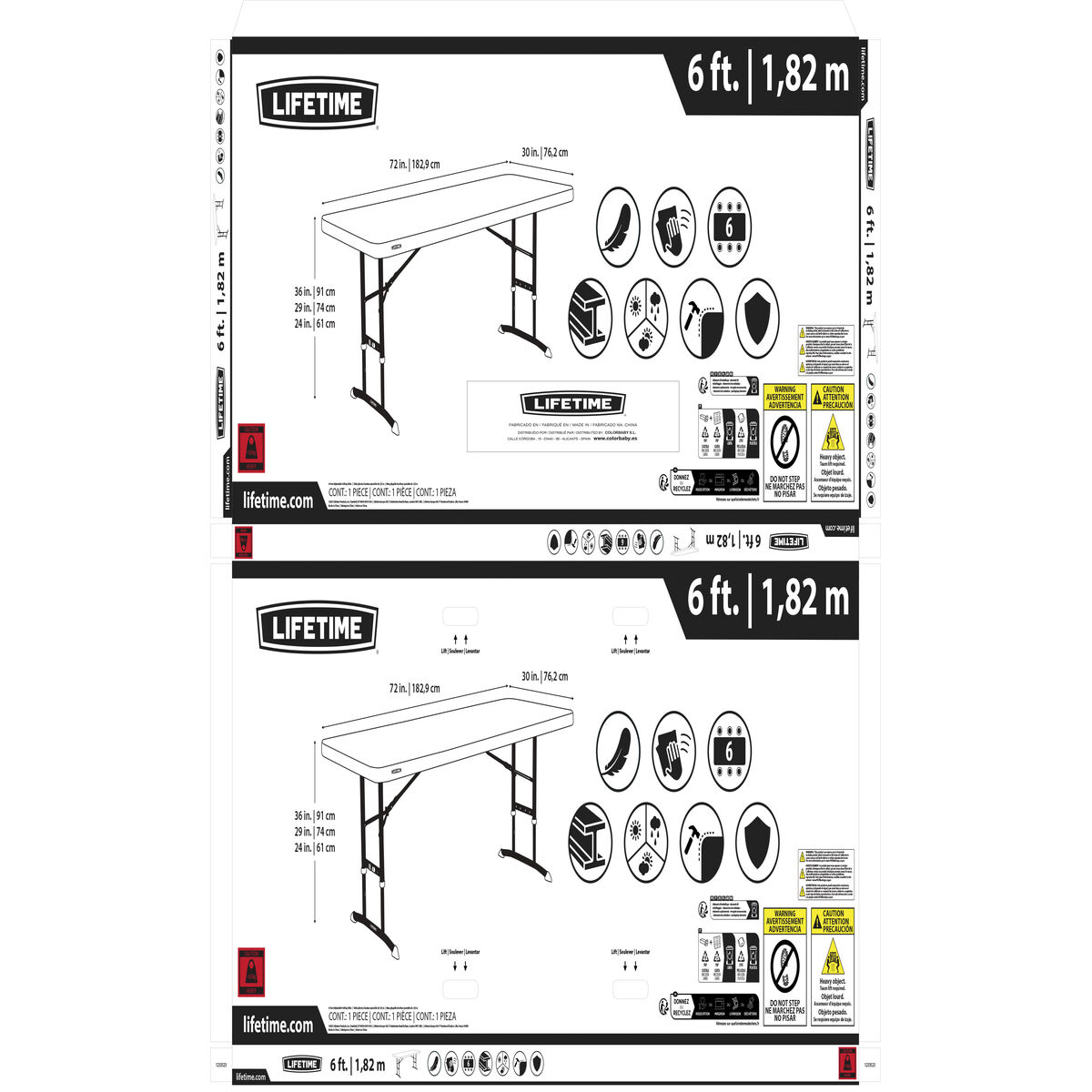 Πτυσσομενο τραπεζακι Lifetime Λευκό Χάλυβας Πλαστική ύλη 183 x 91 x 76 cm