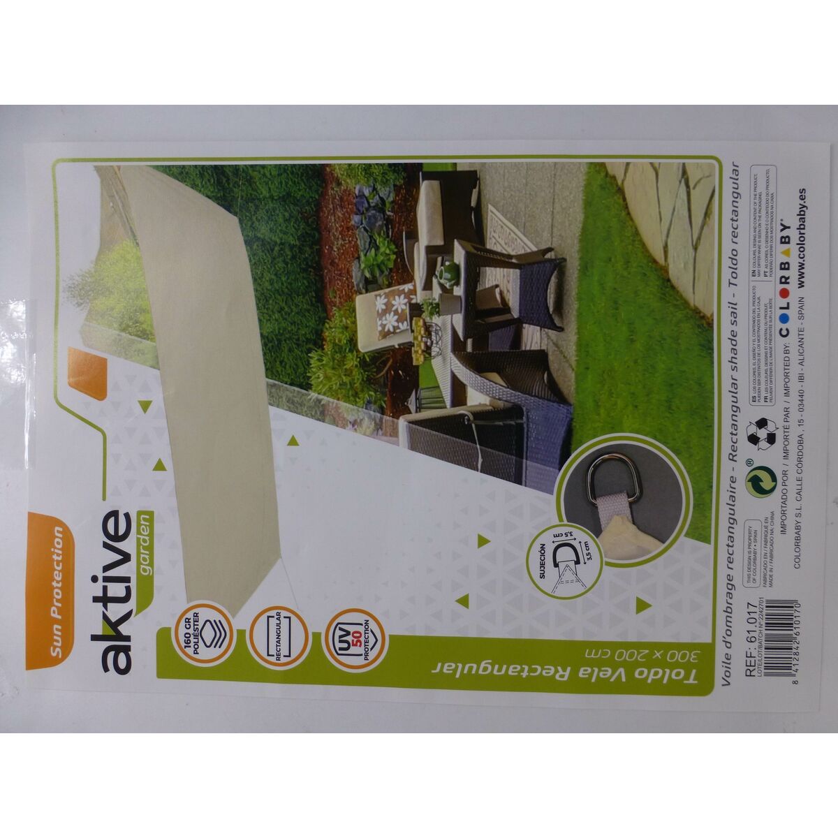 Η σκιά πλέει Aktive Τριγωνικό Κρεμ 200 x 0,5 x 300 cm (4 Μονάδες)