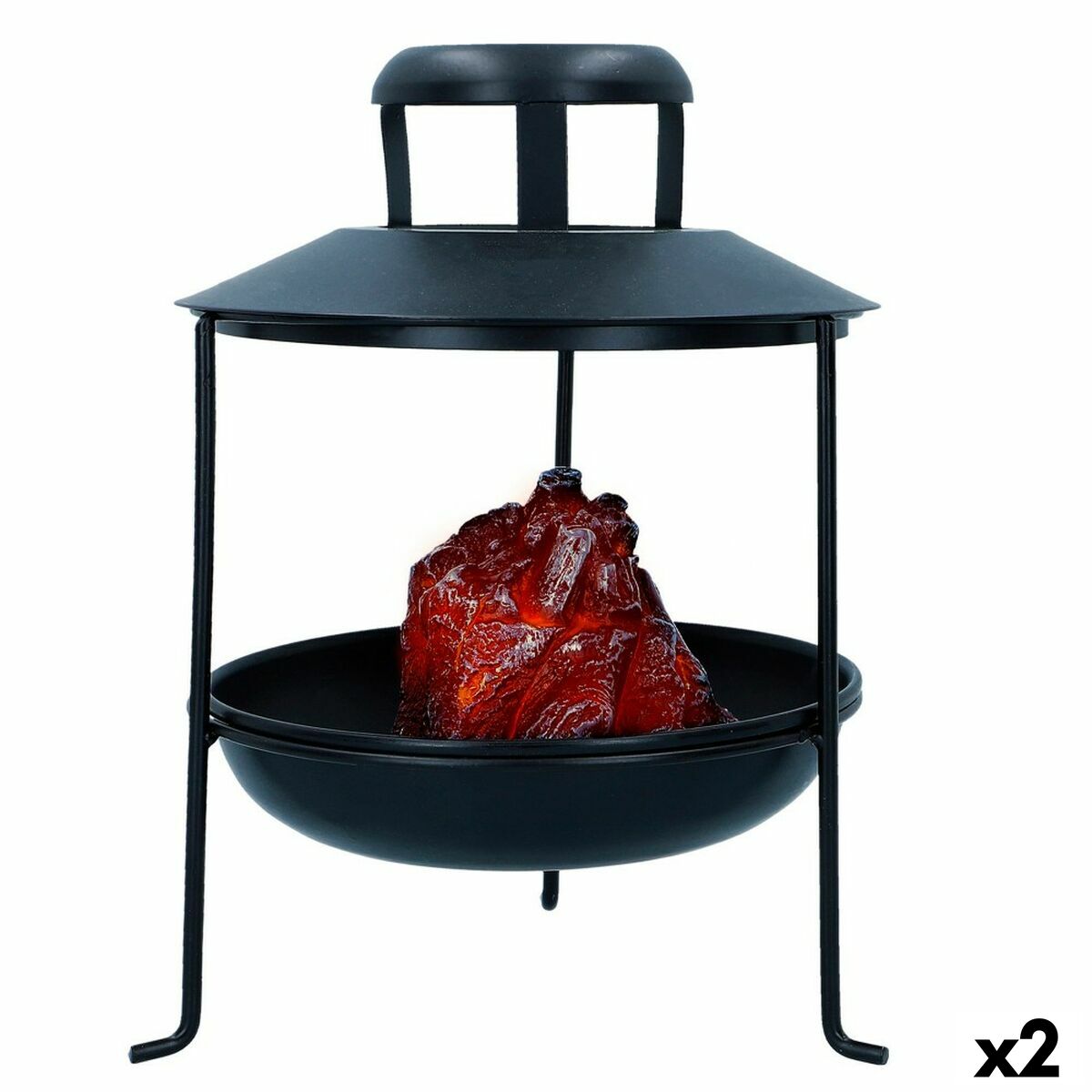 Μαγκάλι Ambients Φως LED Άνθρακας Διακοσμητικά 22 x 30 x 22 cm (x2)